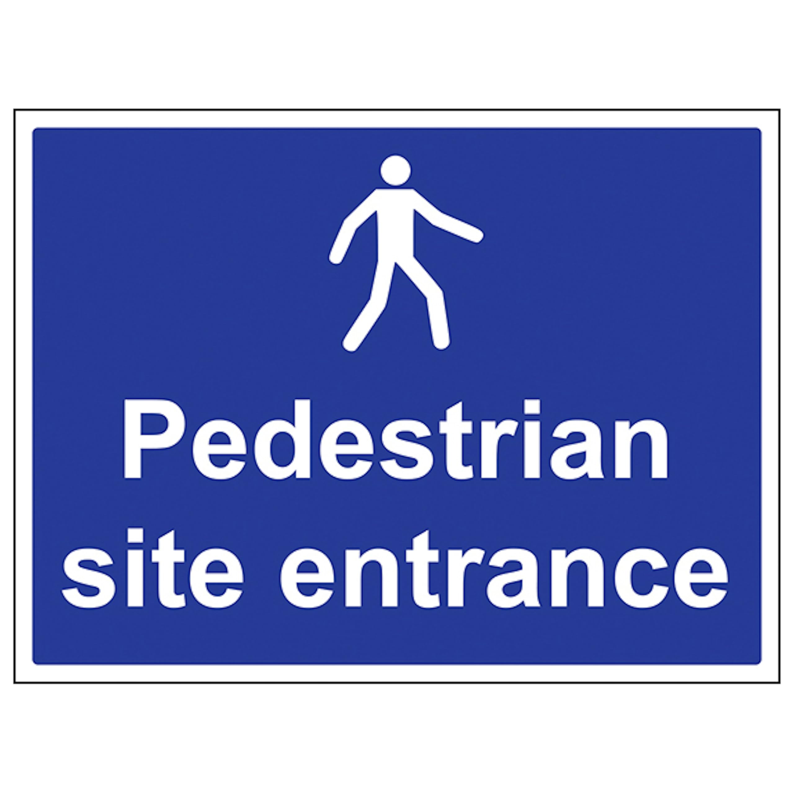 V Safety Pedestrian Site Entrance - Large Landscape 600 x 450 mm - 3mm Reflective Aluminium Composite Safety Sign