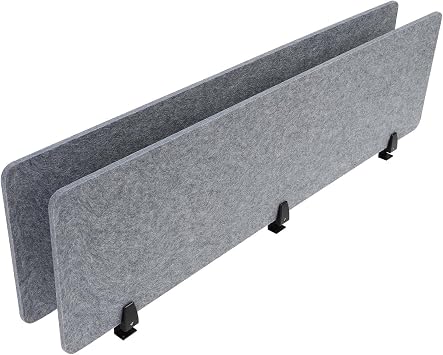 Acoustic Desk Divider, 2Pcs Tabletop Mounted Privacy Cubicle Panels, Clamp-On Polyester Fiber Felt Partition, Noise Reducing Office Partition for Workstation, Classroom, Study Area, 60 * 16in Grey