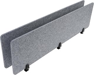 ReFocus Raw Clamp-On Acoustic Desk Divider Mounted Privacy Panel Set – Reduce Noise & Visual Distractions for Office, Study (Castle Gray, 2× Panels (60"×16"))