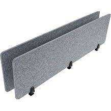ReFocus Raw Clamp-On Acoustic Desk Divider Mounted Privacy Panel Set Reduce Noise & Visual Distractions for Office, Study Castle Gray, 2 Panels 60"16"