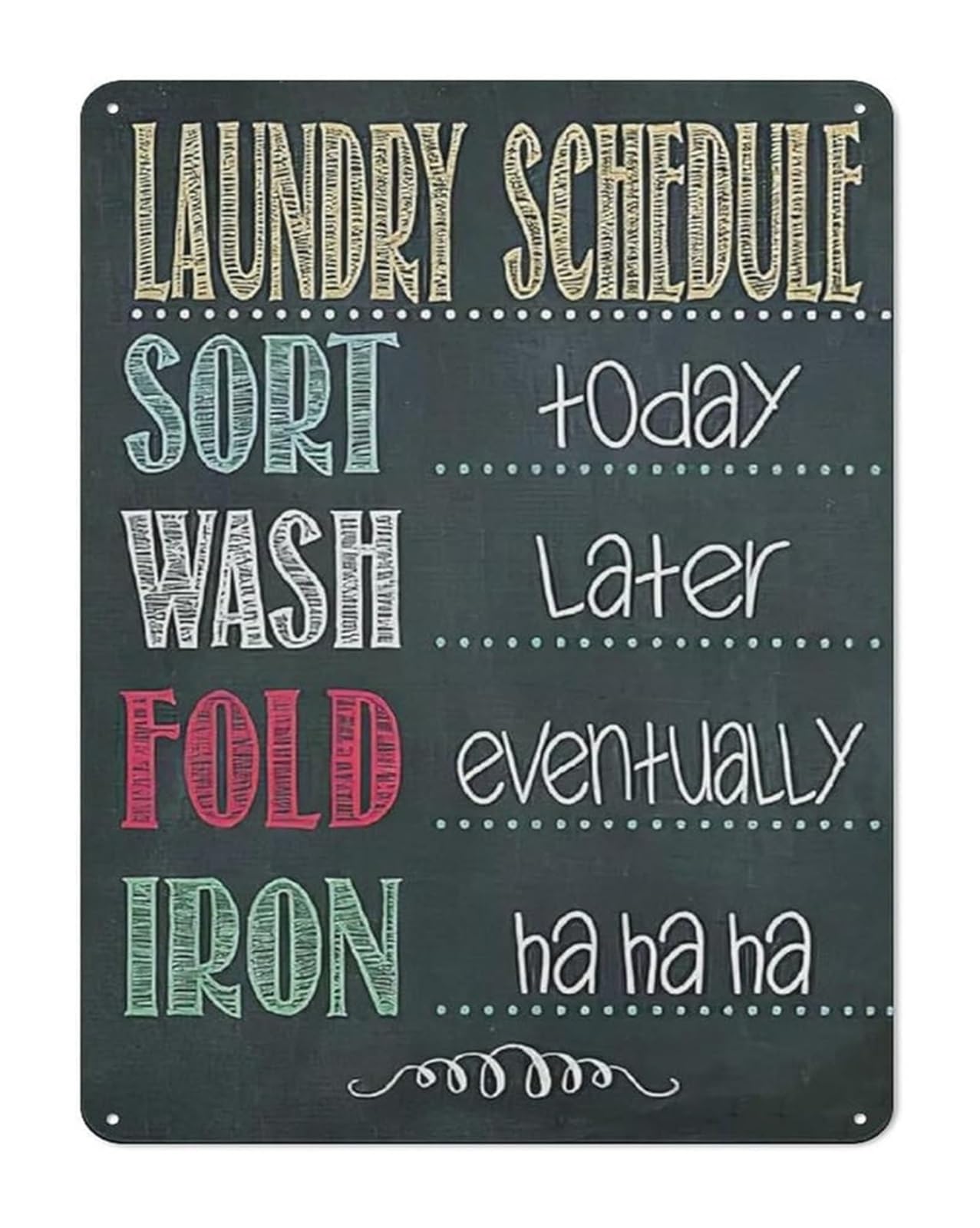 IDGTTLDF Laundry Schedule Metal Sign Vintage Rustic Tin Plaque Simple Plan for Utility Room Decor 8 X 12 in