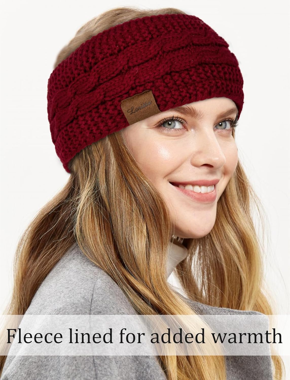 Loritta Womens Ear Warmers Headbands Winter Warm Fuzzy Cable Knit Head Wrap Fleece Lined Gifts - Image 4