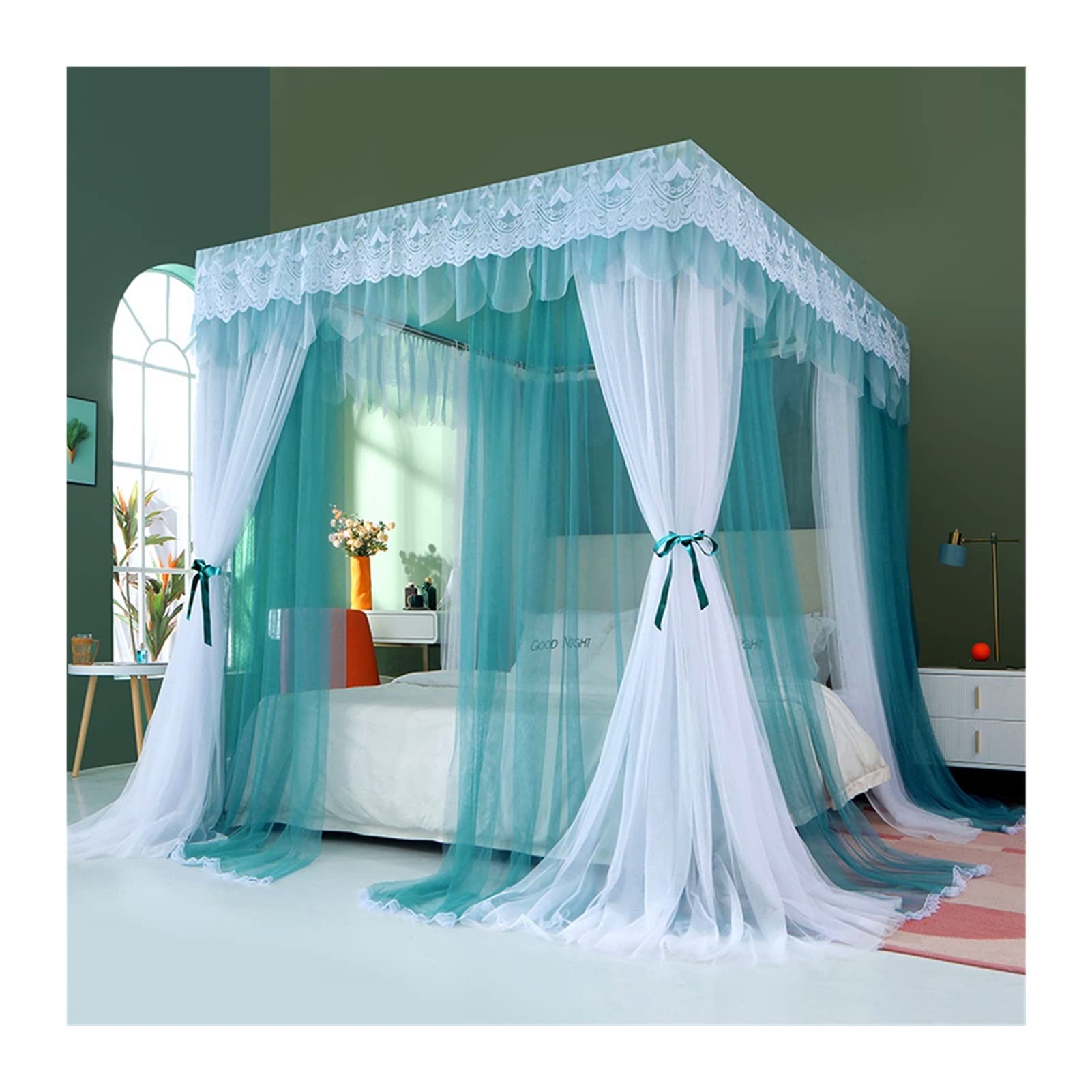 Moustiquaire de lit 2m à 4 coins de style 3 taille 2x2,2x2,1m pour chambre