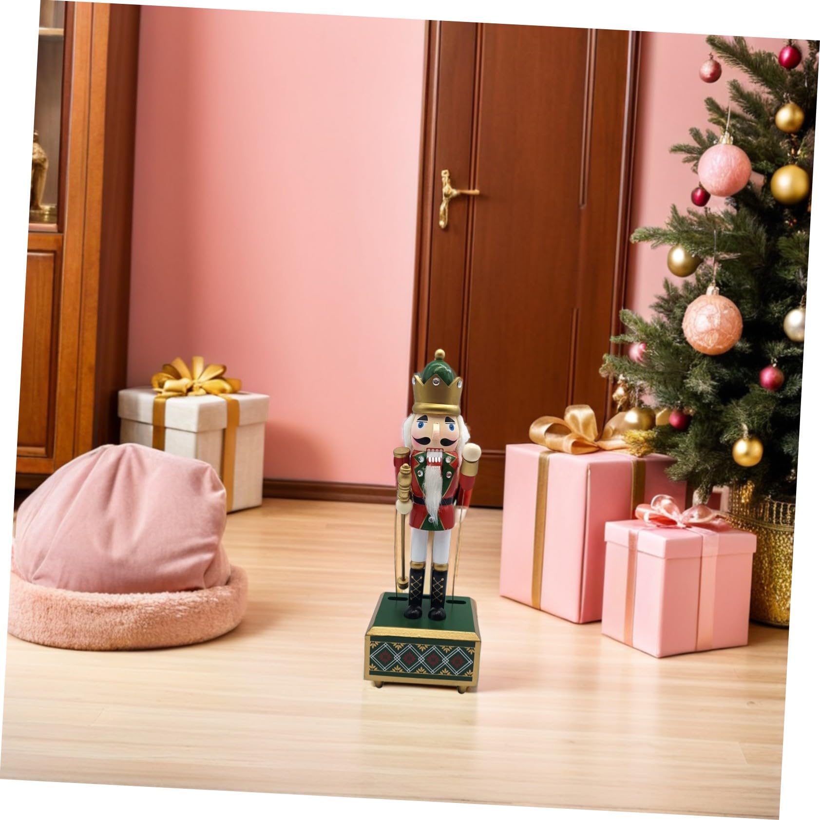 Cabilock Carillon Schiaccianoci in Legno Statuetta Musicale Per Feste Natalizie Decorazione Festiva Meccanismo Carica Senza Batterie Per Celebrazioni Di Natale e Anni Nuovi