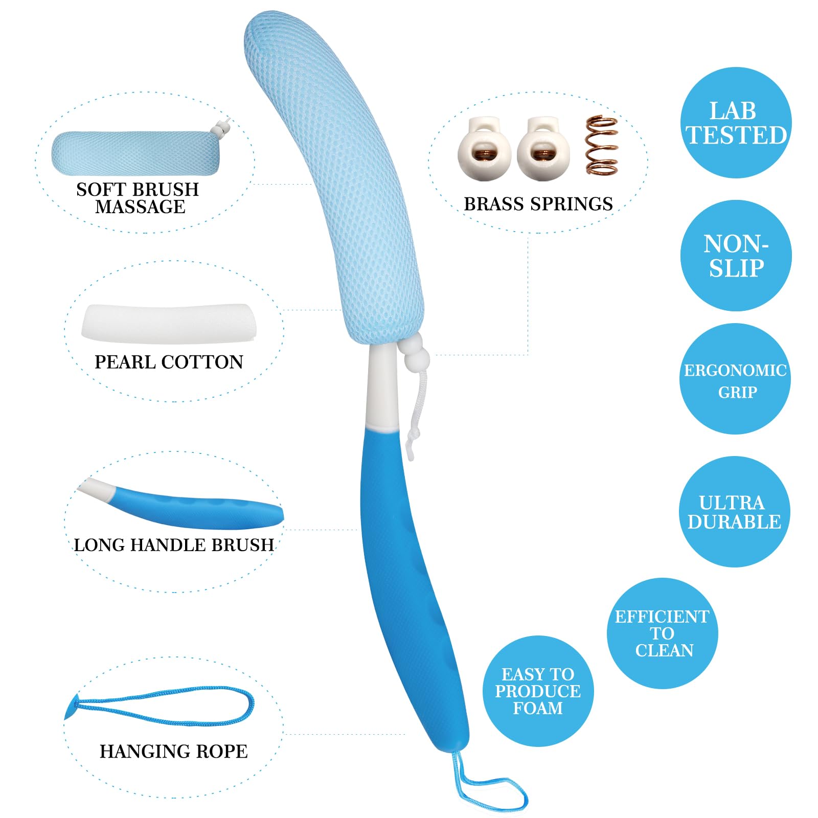 Back Scrubber for Shower with Anti-Slip Long Handle - Image 3