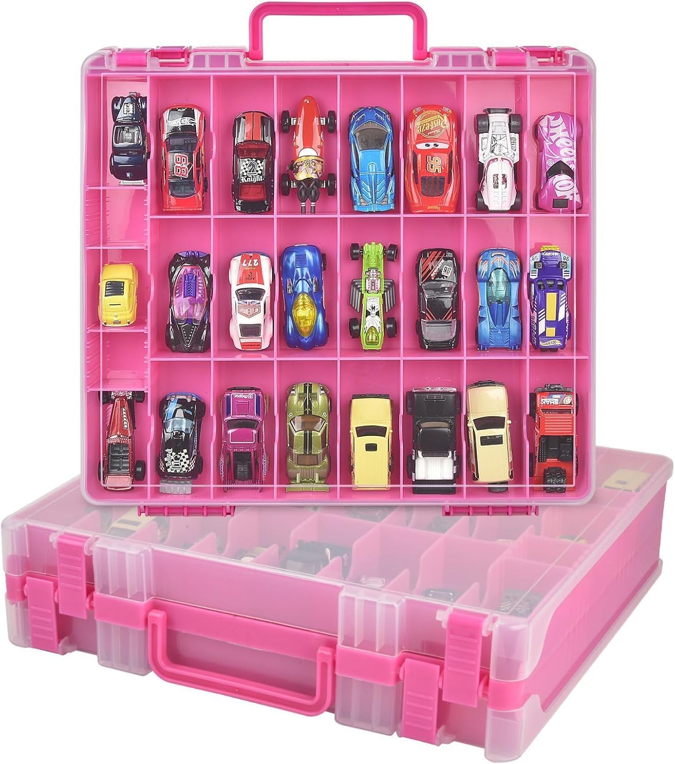 Xuerdon 48-Slot Toy Car Storage Organizer for Hot Wheels for Matchbox Cars | Transparent…