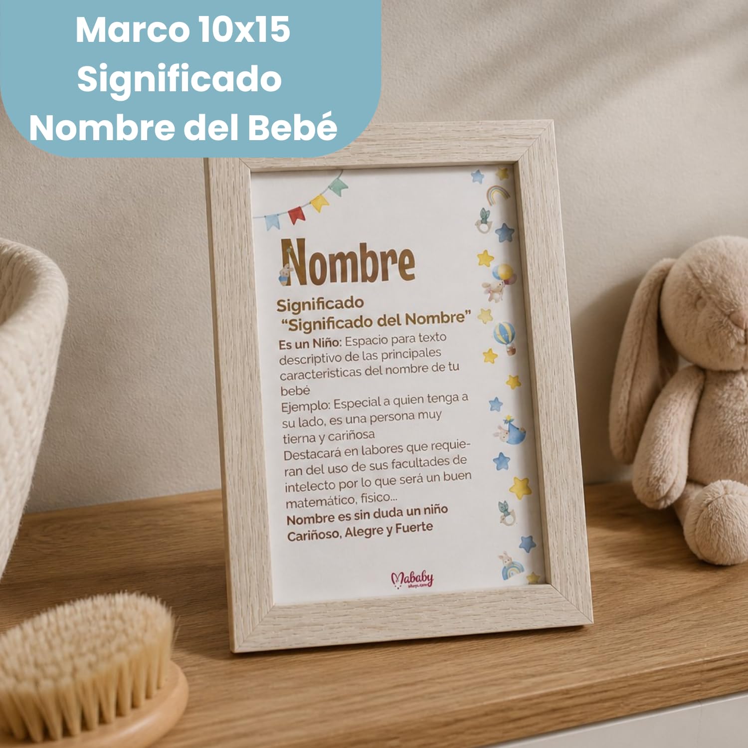 Cesta Bebé Personalizada Mi Jirafa, Regalo Recién Nacido con Manta Coralina, Peluche Jirafa, Cepillo y Peine Personalizados y Gasa Bordada