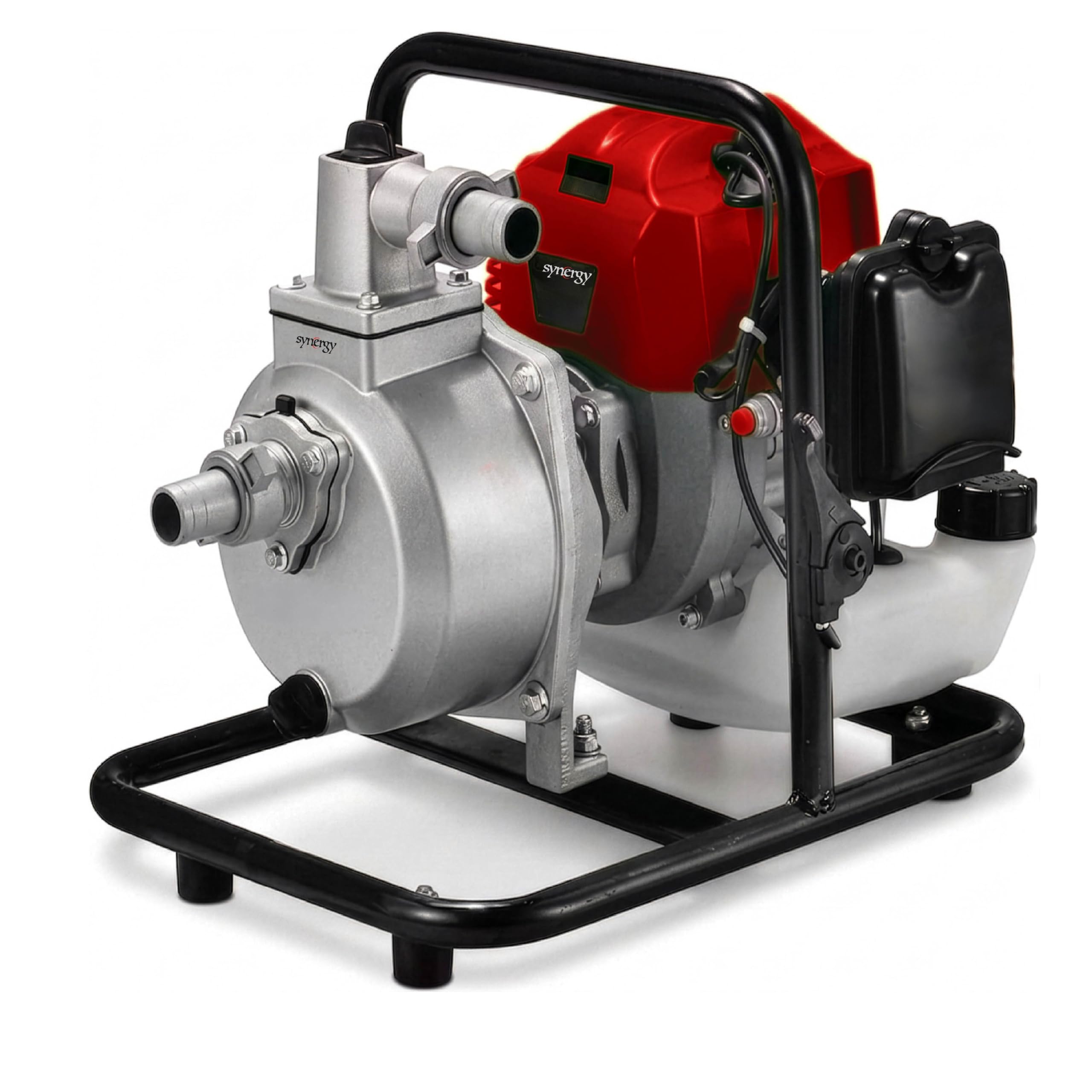 Synergy Motobomba de Gasolina Profesional 2T – Motor 52cc 1,95CV – Caudal 7.000L/h, Altura 24m, Succión 7m, Paso 25mm – Ligera, Compacta y Resistente – Ideal para Riego y Drenaje