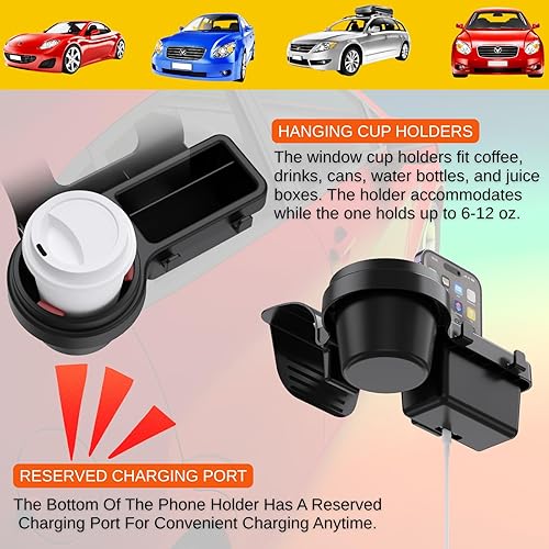 Miniatura 2 de Soporte para taza de café con bandeja organizadora de almacenamiento para puerta de auto, ventana de automóvil, para colgar en la mayoría de