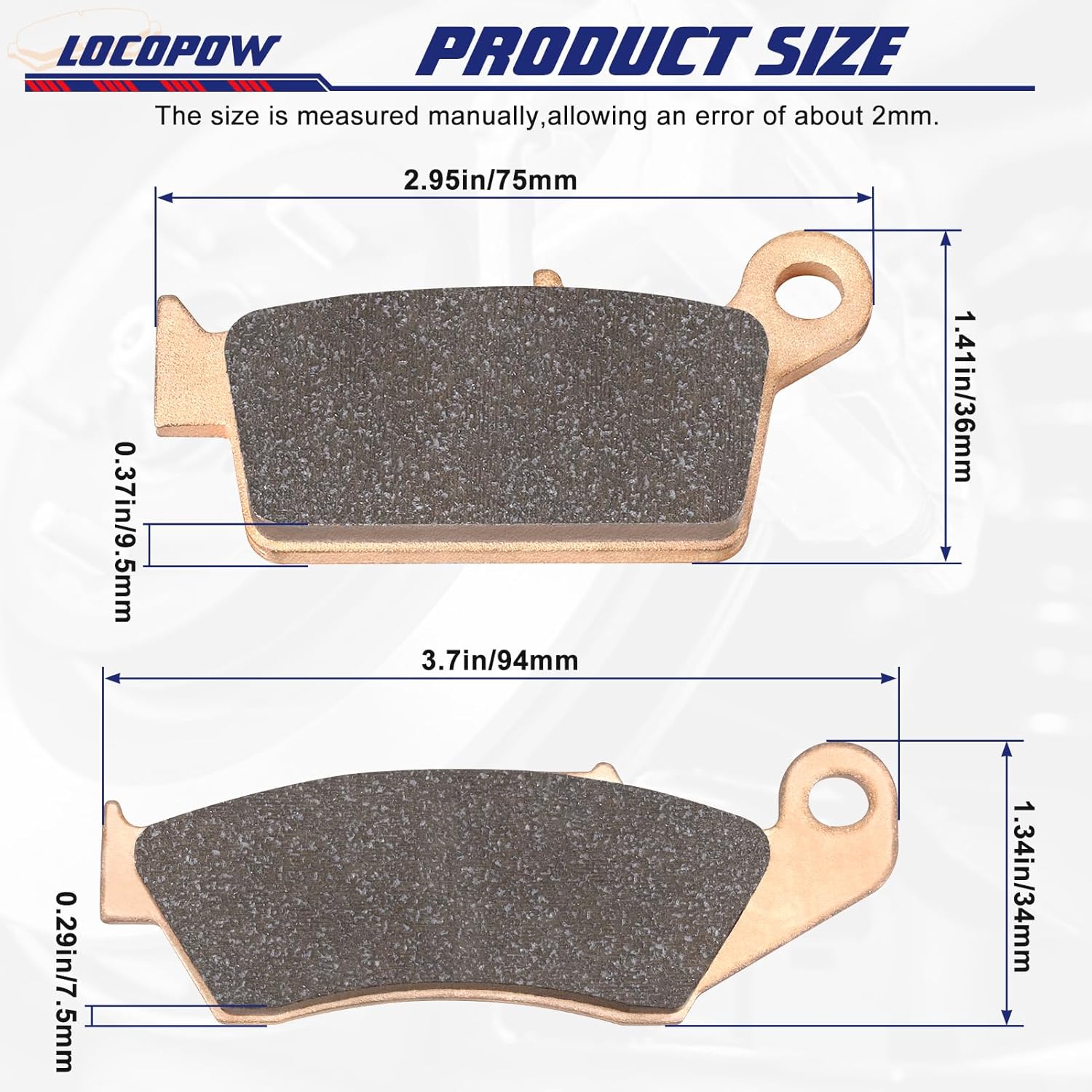LOCOPOW Sintered Brake Pads for Honda XR650L CR250R CR125R XR400R XR650R Kawasaki KX250 KX125 Yamaha YZ125 Suzuki DRZ400 Front and Rear Part