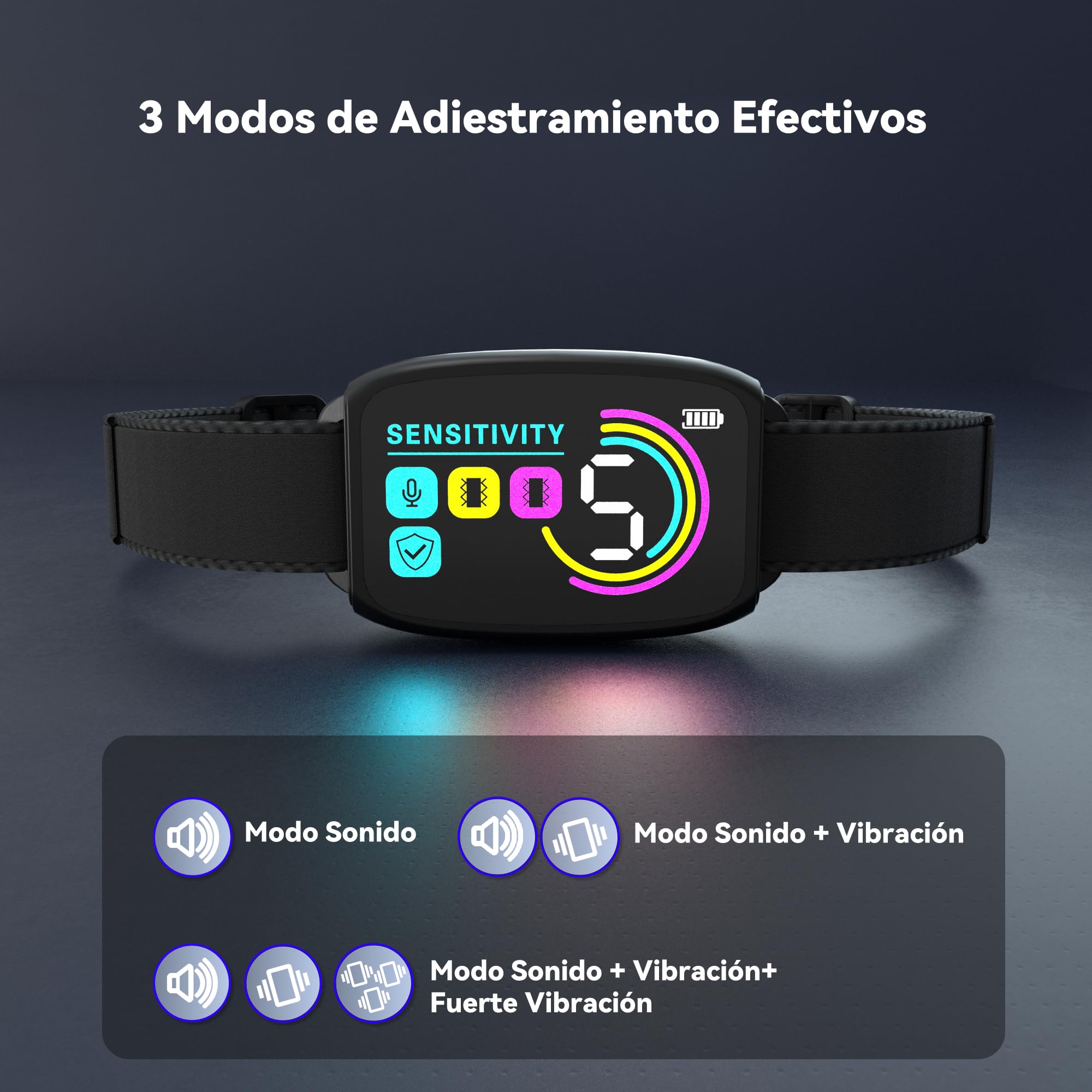 Collar Antiladridos Automático para Perros,Detección Inteligente de Ladridos con Modos de Vibración/Sonido/Fuerte Vibración,Resistente al Agua y Recargable,Adecuado para Perros Grandes y Medianos