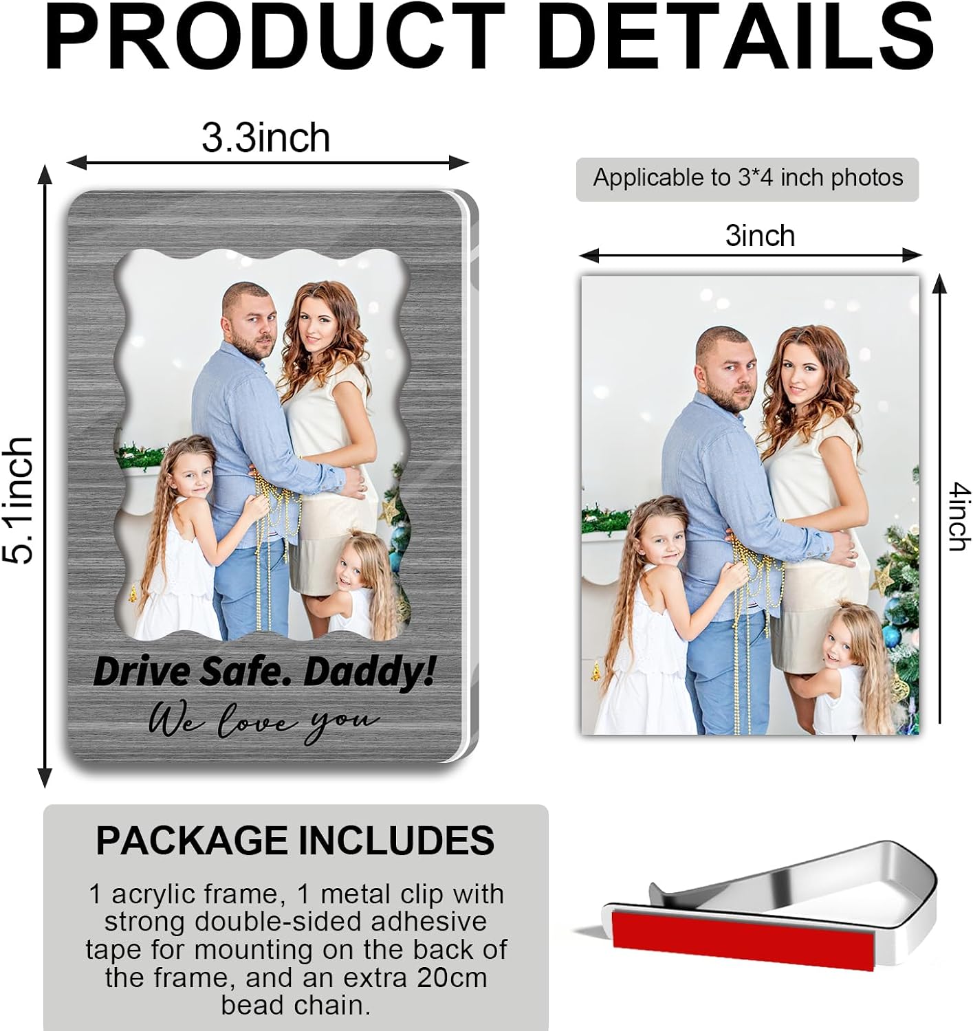 Car Visor Picture Frame, Drive Safe Photo Holder for Daddy image 2