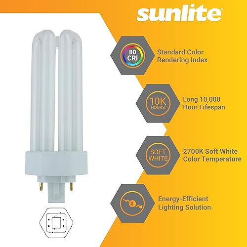 Miniatura 3 de Sunlite PLT26ESP27K foco de luz fluorescente de 4 pines para enchufar, compacto, 26 vatios, PLT26ESP50K10PK, 26watts
