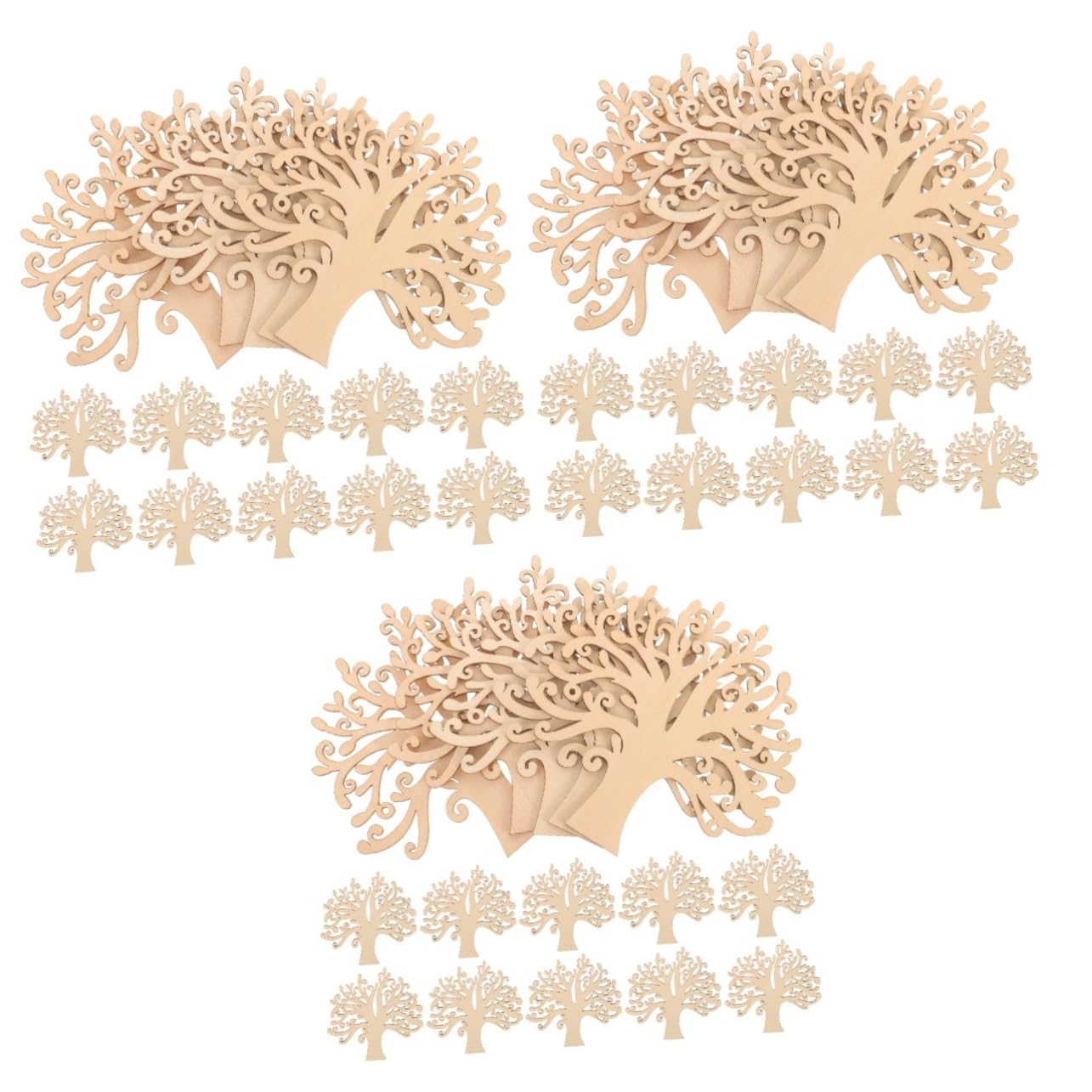 NUOBESTY Lot De 30 Découpes En Forme Darbre À Peindre Accessoires En Tranches De Bois Pour Lart Et Les Projets