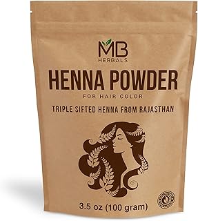 MB Herbals 100%ピュア&ナチュラルヘナパウダー 100グラム / 3.5オンス ヘアカラー用 | ナチュラルオレンジレッドヘアカラー | トリプルふるいにかけたもの | 防腐剤不使用