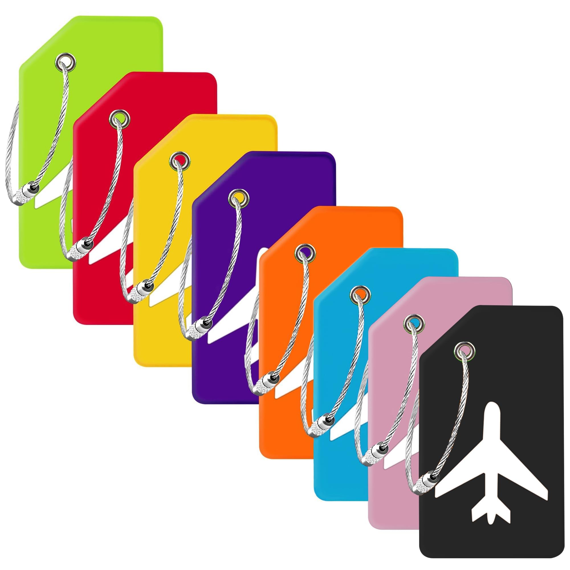 Gostwo 8 Pack Silicone Luggage Tag For Suitcases With Stainless Loop, Tsa Approved, Privacy Protection Travel Essentials Bag Tags, Mixed Color, 8 Labels
