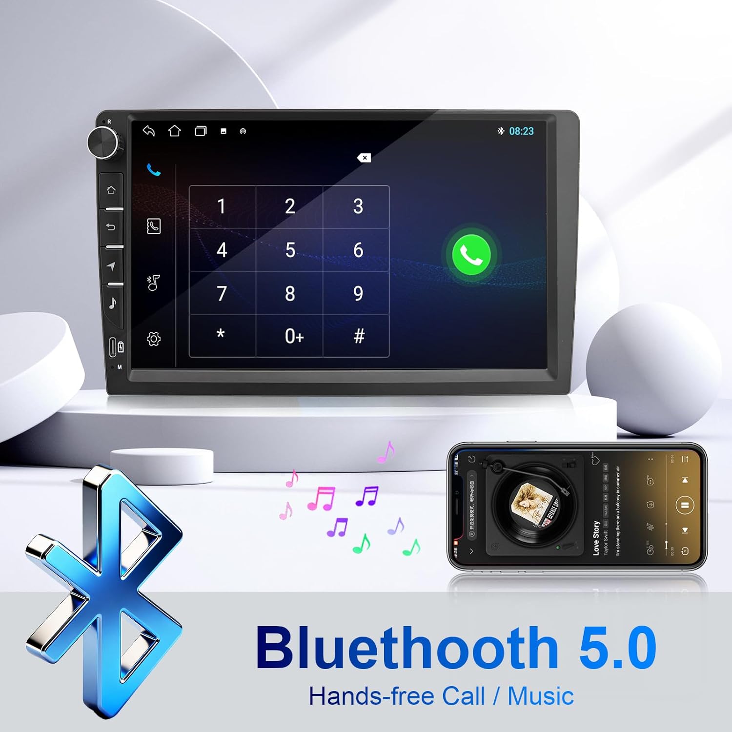 Android 15 Car Stereo Radio with Wireless Carplay Android Auto,9 Inch HD Touch Screen Car Radio with Bluetooth, Support GPS Navigation, WiFi, Video Audio Receivers, FM, DSP, Backup Camera, SWC