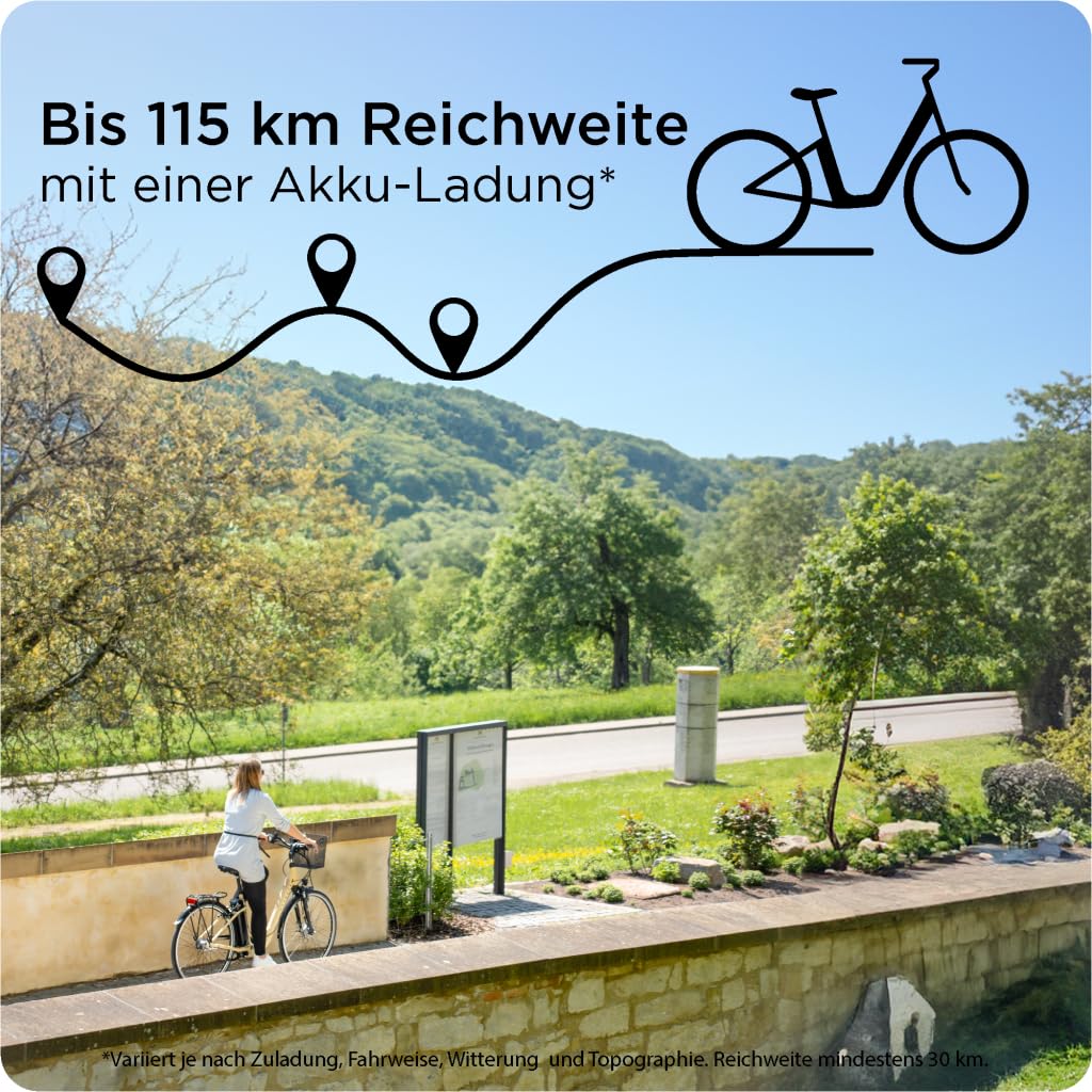 ZÜNDAPP E Bike Damen Fahrrad 28 Zoll | Ebike City Erwachsene 155-190 cm | Retro E-Bike 7 Gang Schaltung Rücktrittbremse | Elektro Fahrräder mit Licht Z517