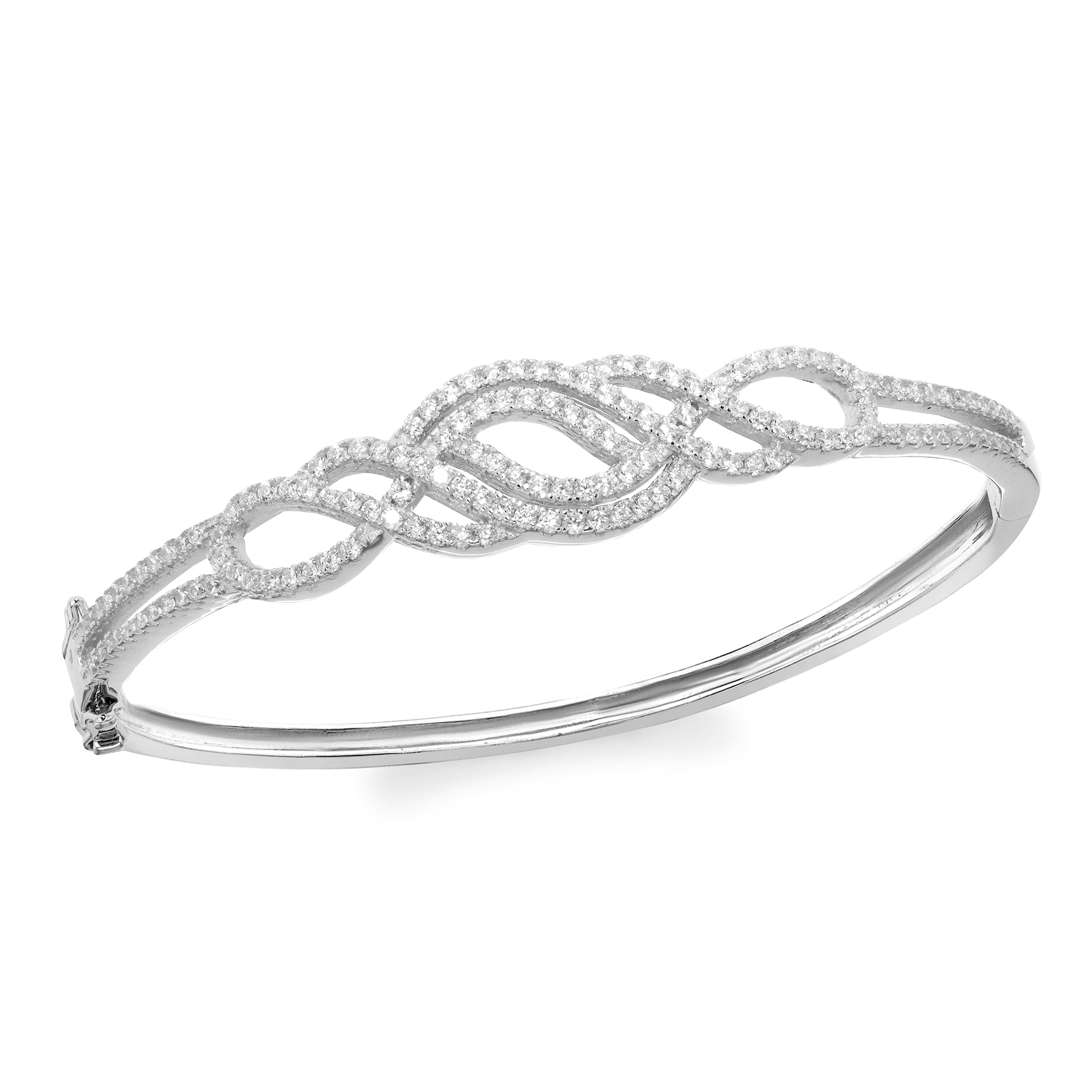 Bracciale rigido in acciaio inossidabile con zirconi cubici per donna