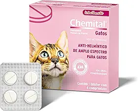 Vermífugo Chemital para Gatos 4 Comprimidos