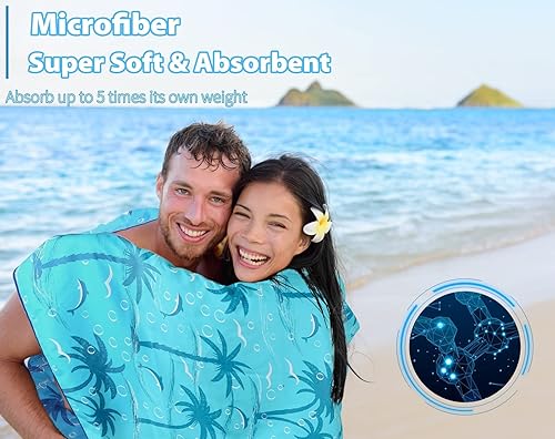 Miniatura 5 de Paquete de 6 toallas de playa de microfibra fina y ligera de gran tamaño, 71 x 32 pulgadas, extra grandes, sin arena, para viajes, natación,