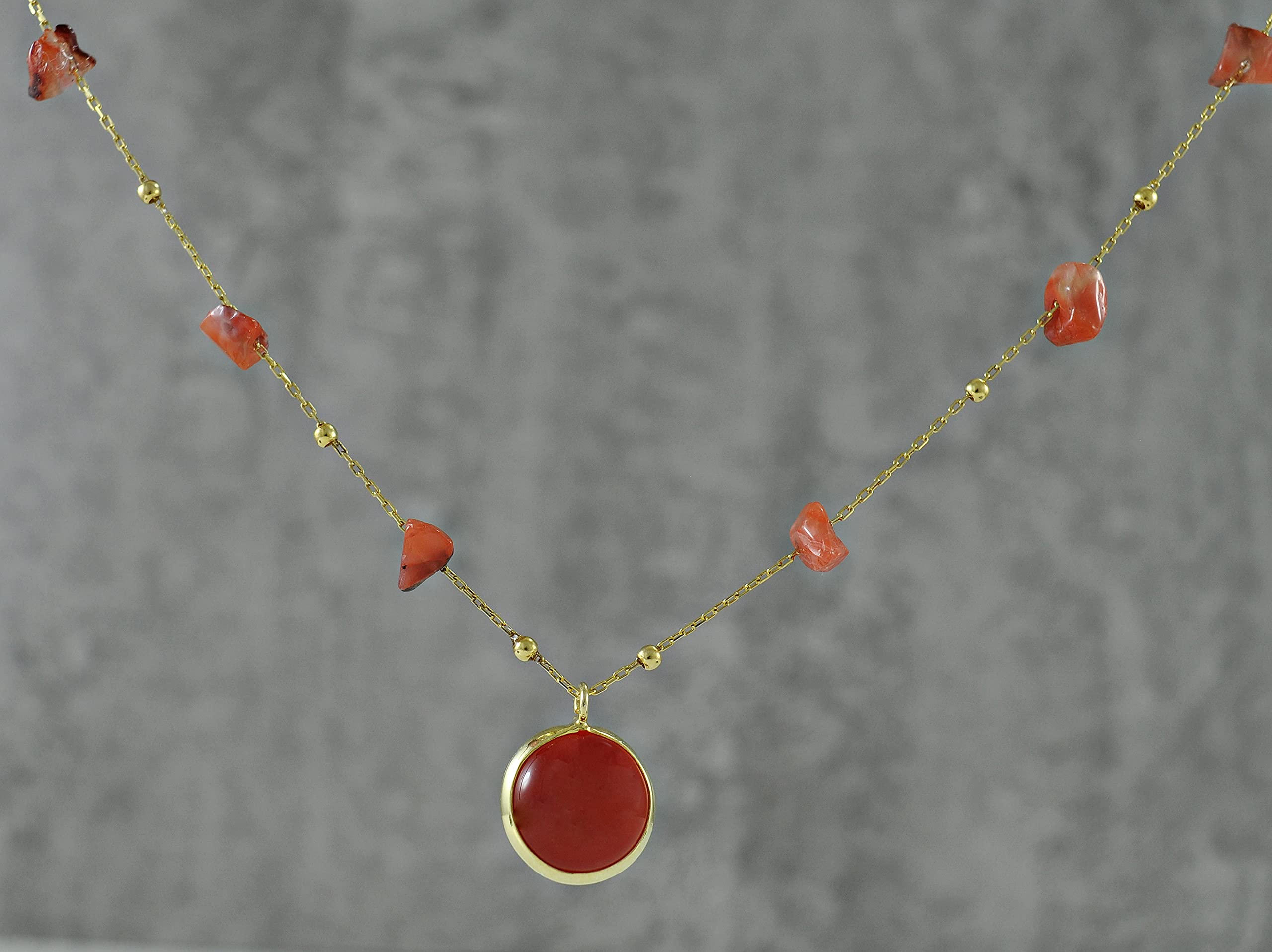 Goldkette Damen 925 - Achat - Heilstein - Kette - Halskette Braun - Damen - Geburtstag - Vergoldete Kette 45 cm - Geschenk für Sie - Schmuck Geschenk - Handmade