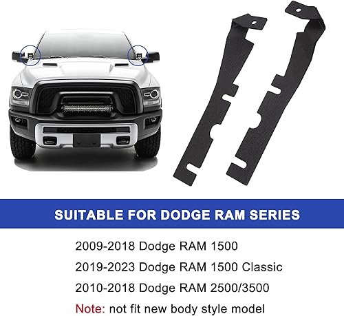 Miniatura 2 de Soportes de luz para bisagra de capó de zanja para Dodge Ram 1500 2500 3500 2009-2018 Soporte de montaje lateral de luz de trabajo LED auxiliar