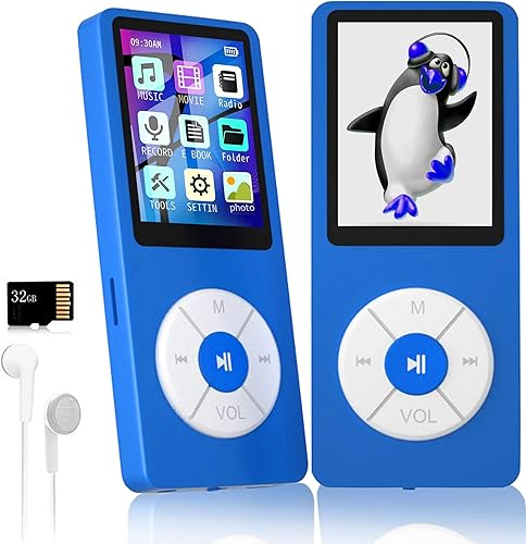 Reproductor de MP3 con tarjeta TF de 32 GB, altavoz HD integrado, reproductor de música portátil de alta fidelidad con videograbadora de vozradio