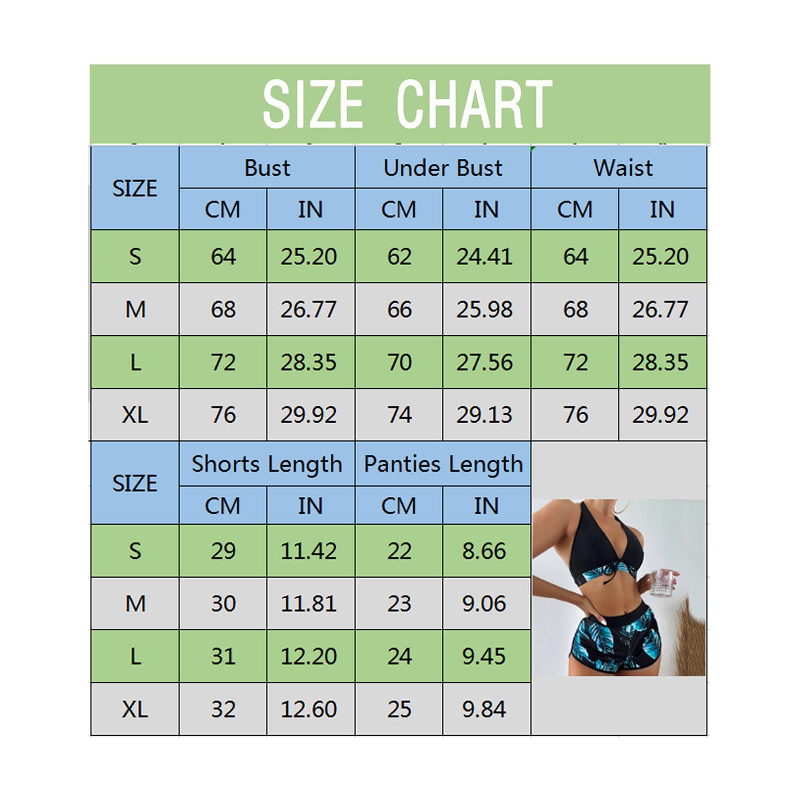 Bikini damski zestaw damski tropikalny nadruk trzyczęściowy strój kąpielowy z szortami kąpielowymi Split Push Up, złoty, XL