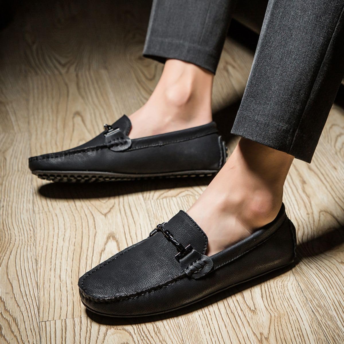 Mocasines para Hombre de Cuero Moda Slip-on Shoes Driver Shoes Casual Flat Shoes 38-49 EU