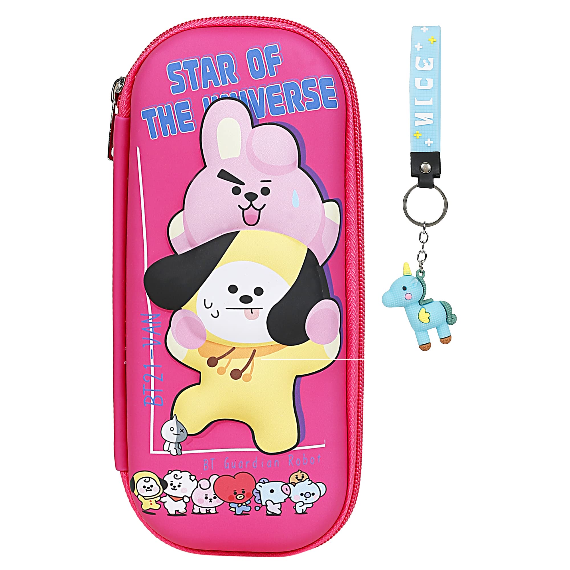 ALNA-TURA Cartoon Printed Pencil Box/Pouche with Unicorn Key Rings Wrist Bankd,Pencil Case, Pen & Pencil Bag for Birthday Return Gifts for Kids Boys & Girls School Supplies for Sutdents (B0C24XRHR2) Amazon Price History, Amazon Price Tracker