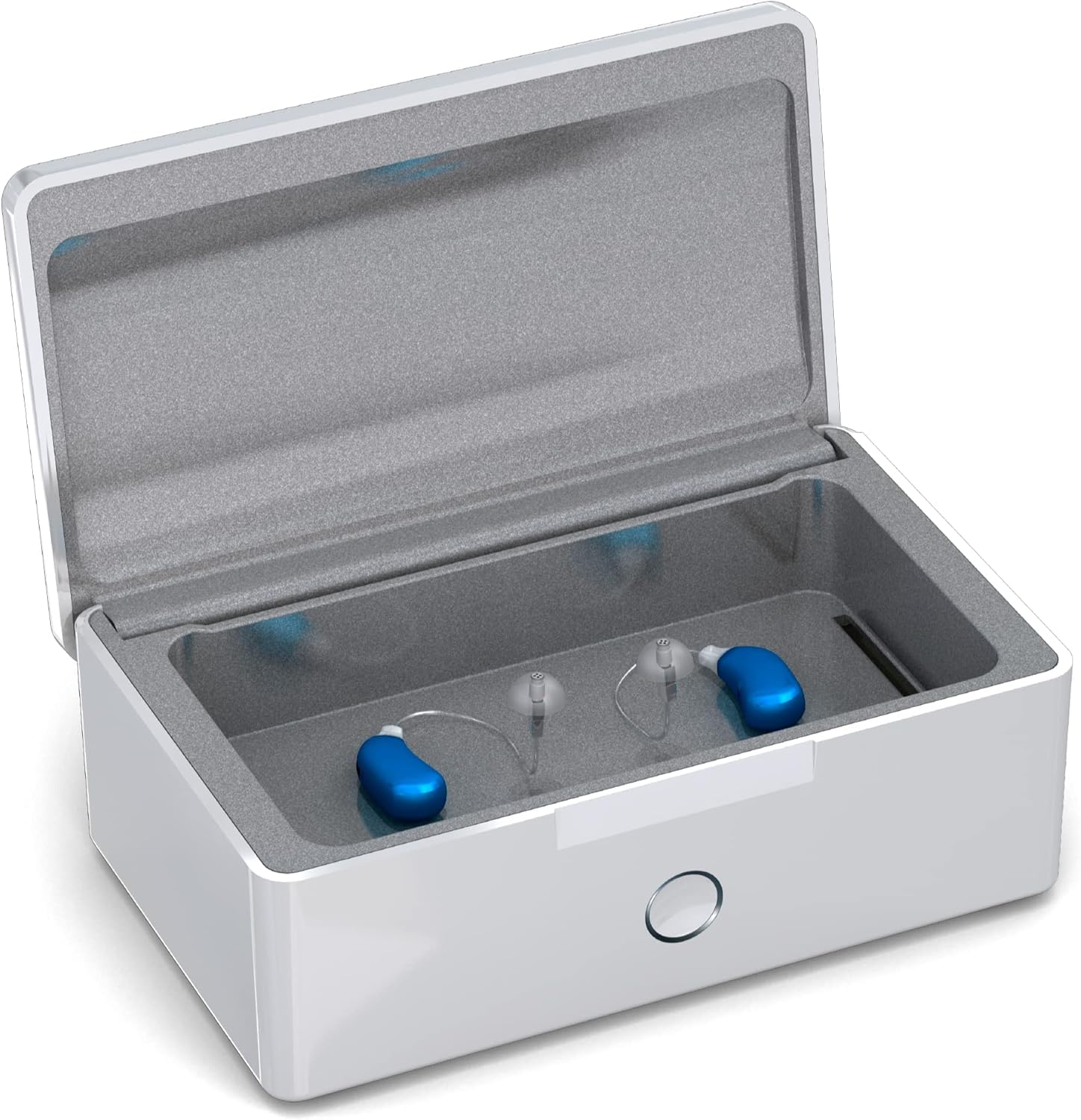 Audinell PerfectDry Q.R. - Caja de secado electrónico para audífonos - Rápido 45 min - Con ventilador - Deshumidificador y caja de secado del audífono - Elimina el sudor y