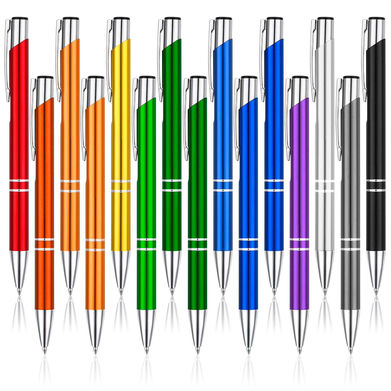 FRIUSATE 15Pcs Metal Ballpoint Pens Multipack Retractable Black Ink Ballpoint Pens Quick Drying Smooth Writing Stationery Pen School Office Home Supplies