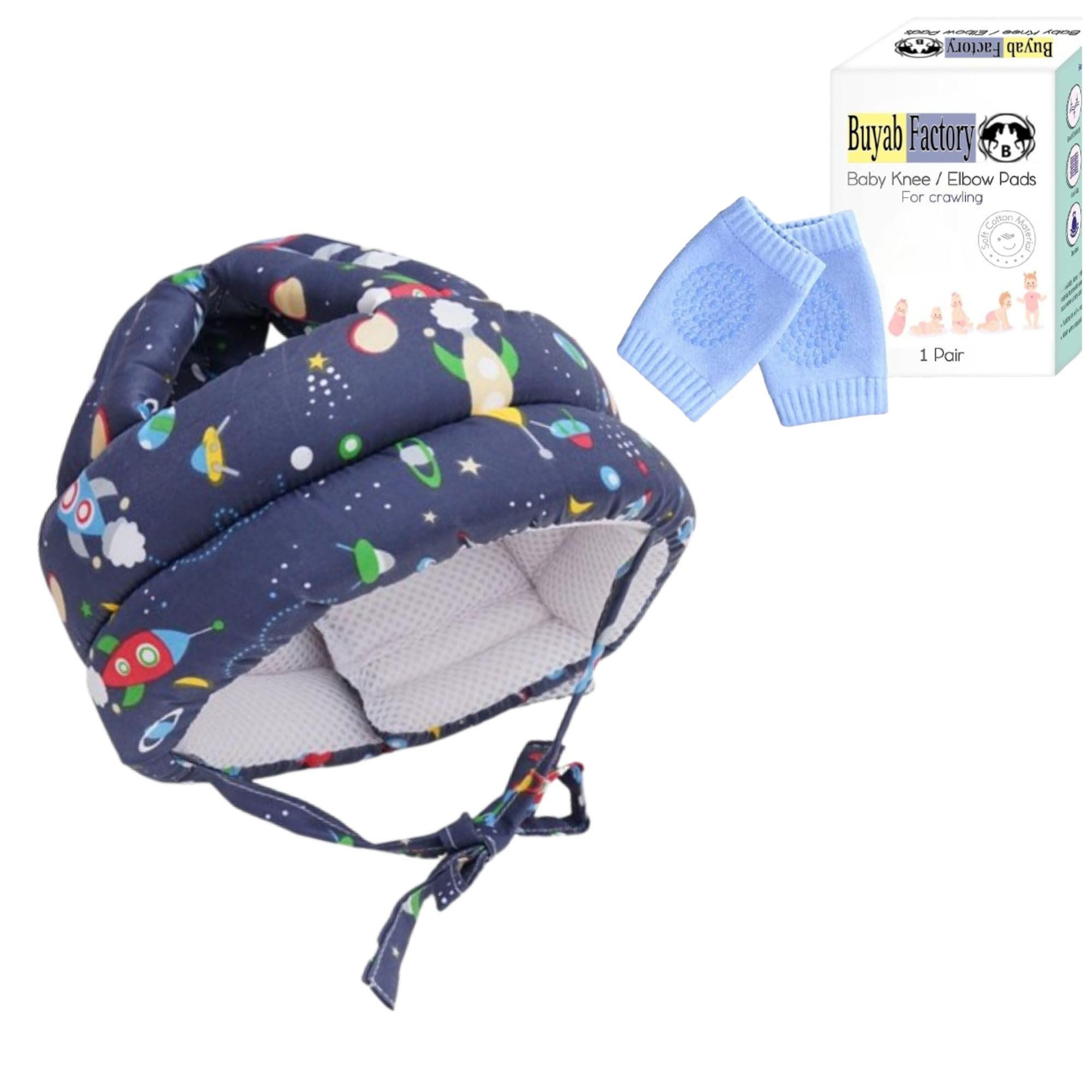 Adjustable Baby Head Protector & Knee Pads Set – Comfortable Safety Gear for Crawling Boys and Girls (Dark Blue)-image-35