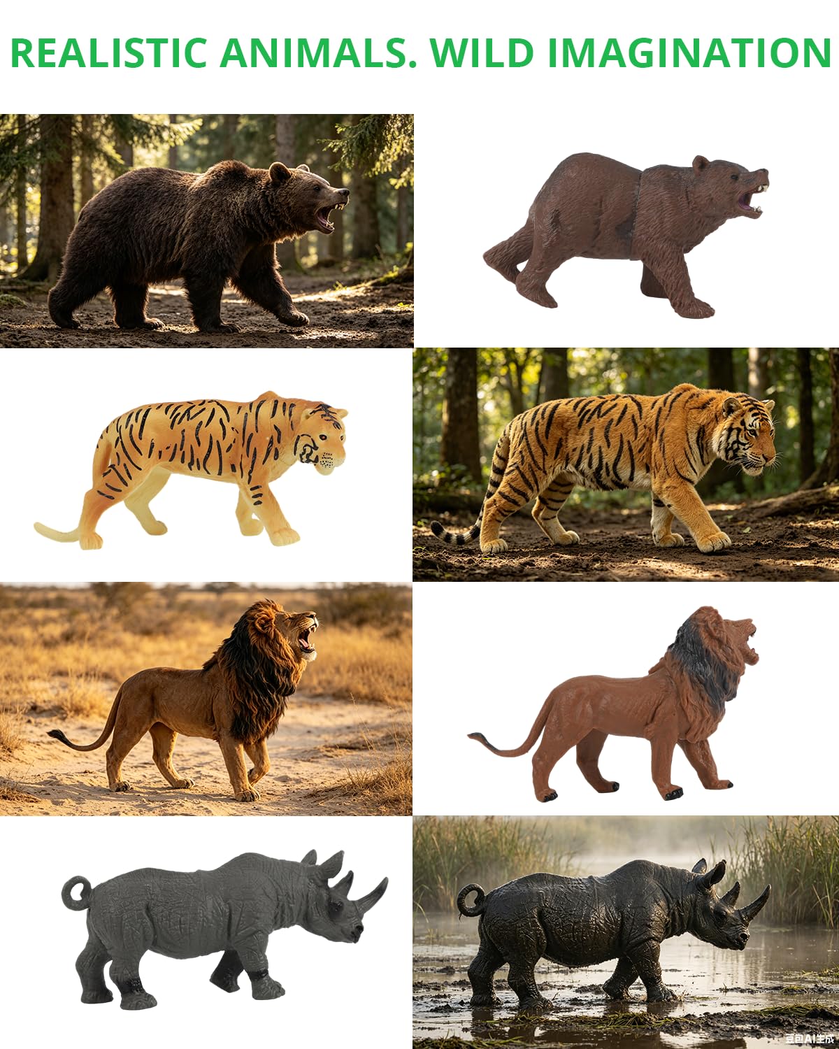 Tudoccy Figuras de animales de safari, 23 piezas de plástico realista