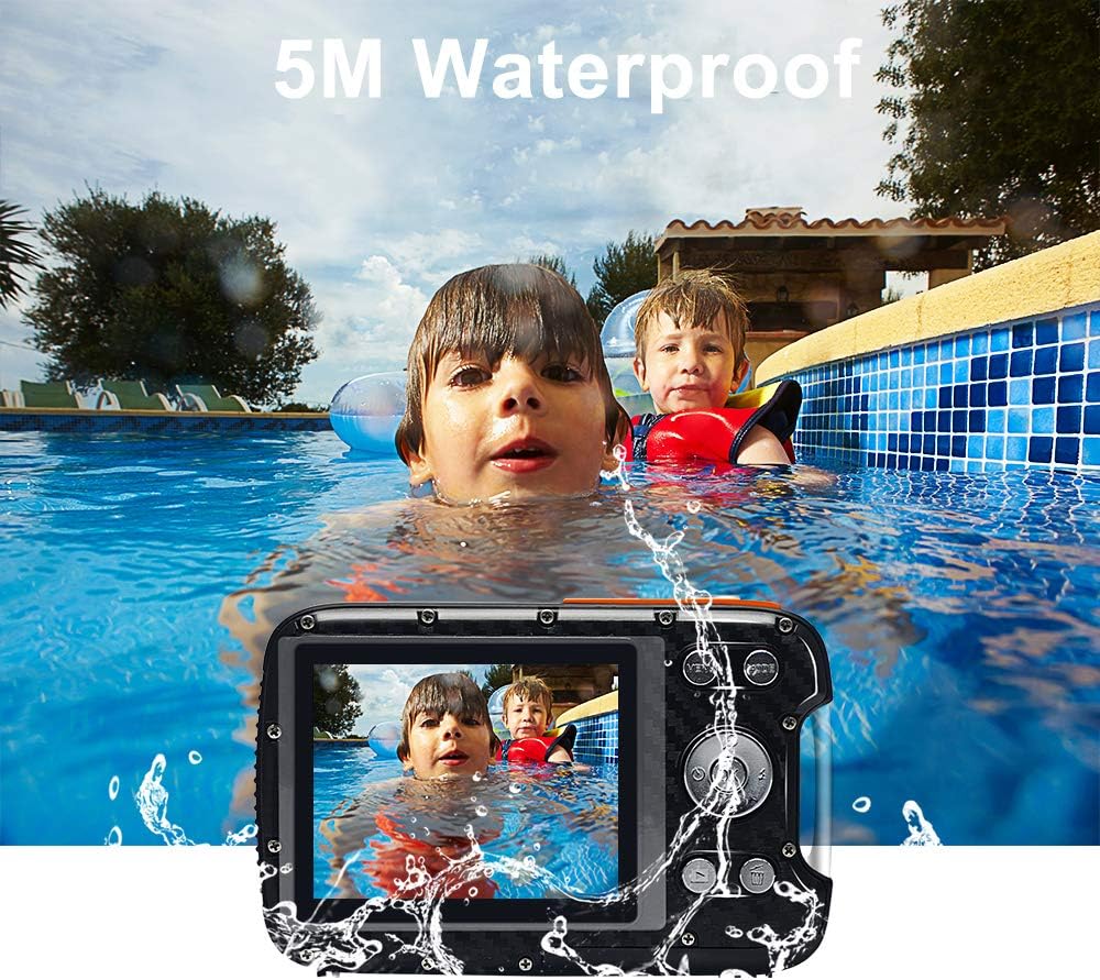 Suреr Bіg Clеаrаnсе! Kids Camera,Waterproof Camera 21MP 1080P Underwater Digital Camera with Flash 2.8 Inch LCD, Rechargeable HD Digital Camera for Boys and Girls Snorkeling/Travel/Gift(Orange)