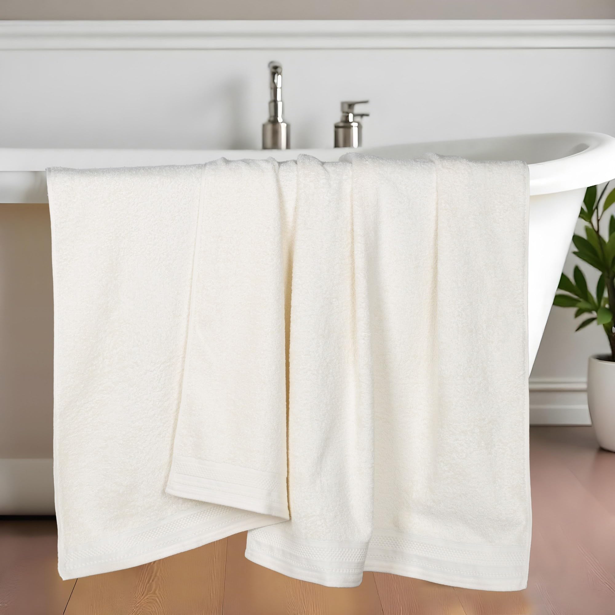 Juego de 2 toallas de baño de algodón con textura de panal para spa y piscina en casa