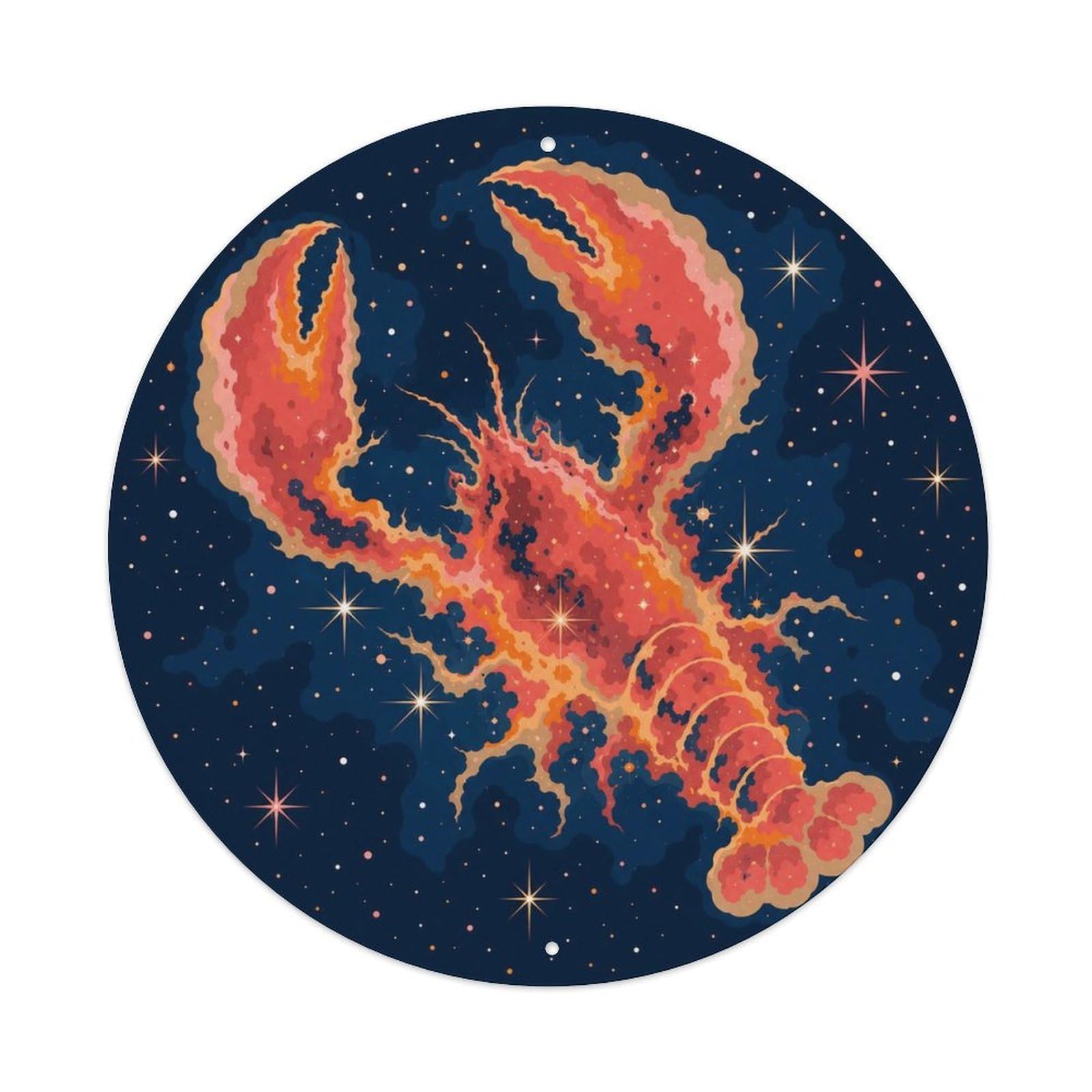 Okngb Style Astronomy Lobster Nebula Space Science Observatory Metal Tin Sign Plaque Wall Decor For Cafe, Man Cave, Club Bar, Office, Home Garden Round Metal Poster 8X8inch