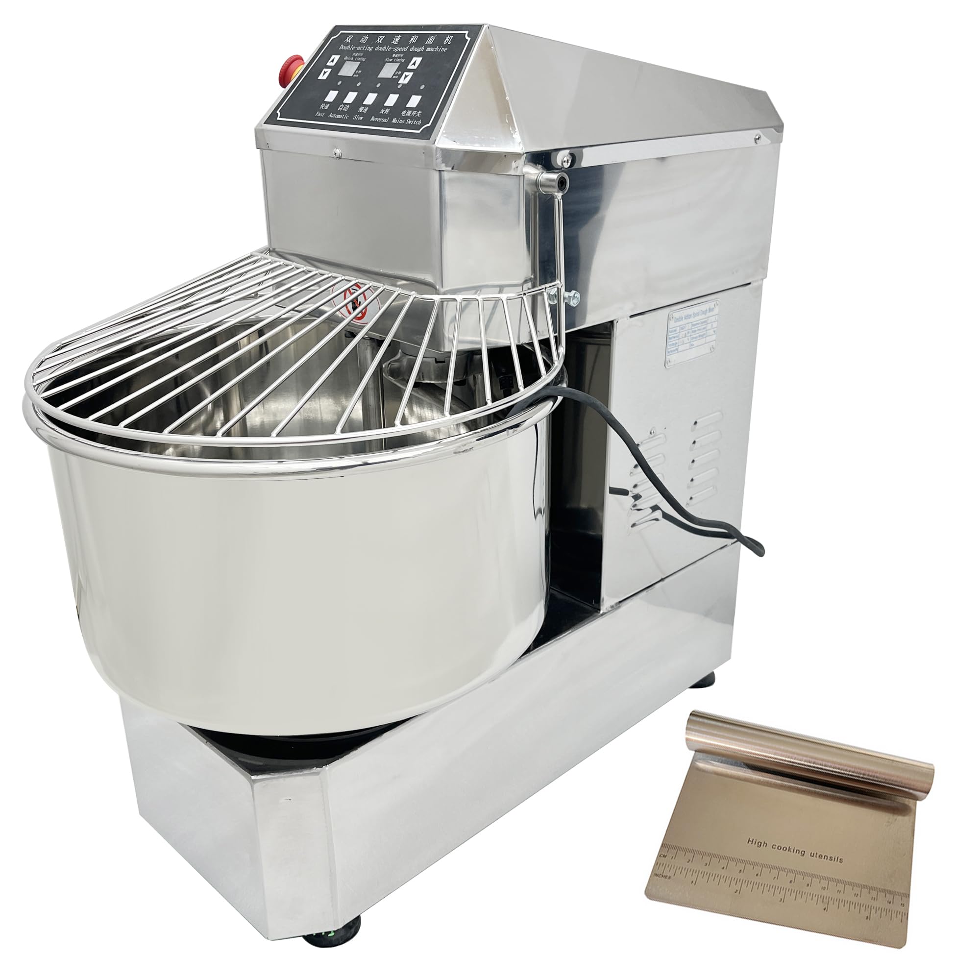 HQHAOTWU 50L Dough mixer Double Action Double Speed Commercial Food Mixer Dual Rotating Dough Kneading Machine with Stainless Steel Bowl Dough Cutting