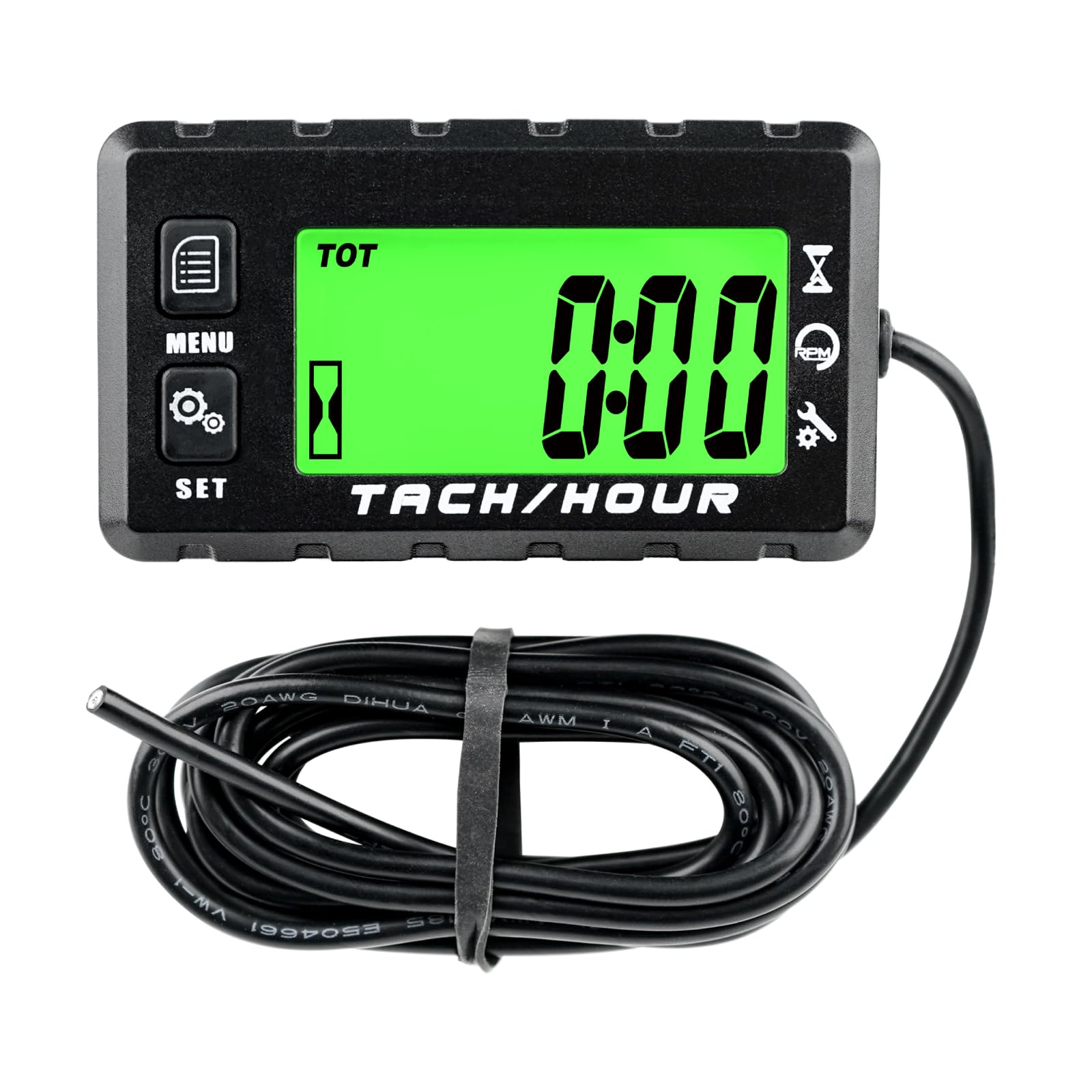 HM058 Compteur d'heures numérique Rappel SVC Fonction Bluetooth Utilisé pour tondeuses à gazon, motos, tracteurs, nettoyeurs haute pression, tronçonneuses, motoneiges et