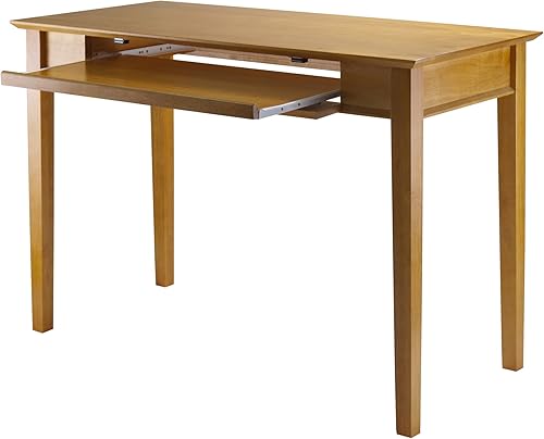 Miniatura 4 de Winsome Wood Studio Home Office, escritorio esquinero de madera de miel con estante, miel, 20 pulgadas
