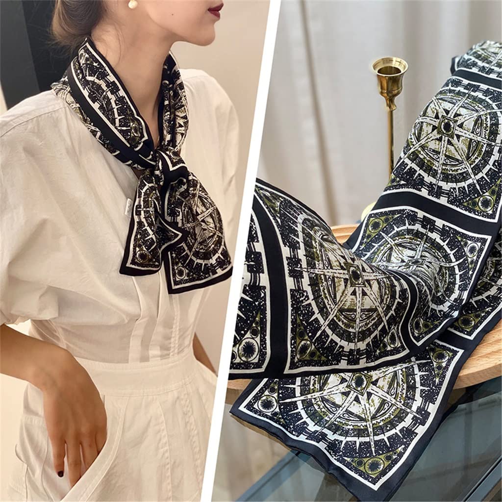 Pañuelo de Seda SiLong, pañuelo de Seda de Doble Capa, pañuelo Estrecho para el Cuello, Banda para el Pelo con diseño de Serpentina para Mujer (Talla única)