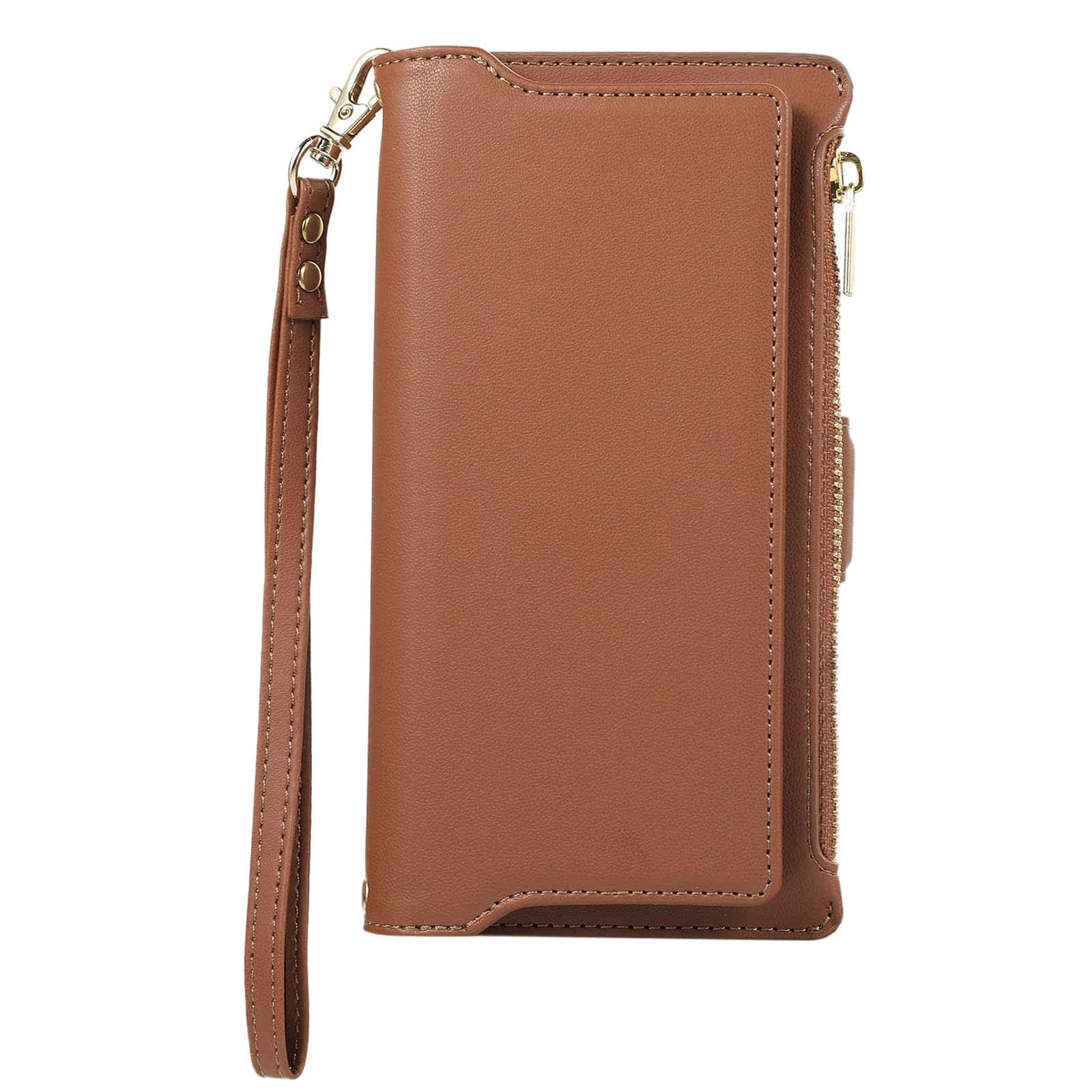 Hülle Für iPhone 16 Pro Max/16 Pro/16 Plus/16, Abnehmbare Leder Schutzhülle Brieftasche Magnetisches Handschlaufe Schultergurt Handytasche,Braun,16 Plus