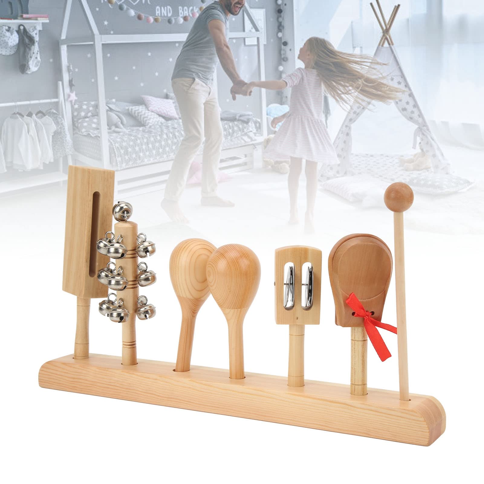 Zestaw perkusyjny dla dzieci Drewniane instrumenty muzyczne z grzechotką Dzwonek Kastaniety Knock Stick Młotek piaskowy dla dzieci Małe dzieci Rodzic Dziecko Czas Lite drewno Metal