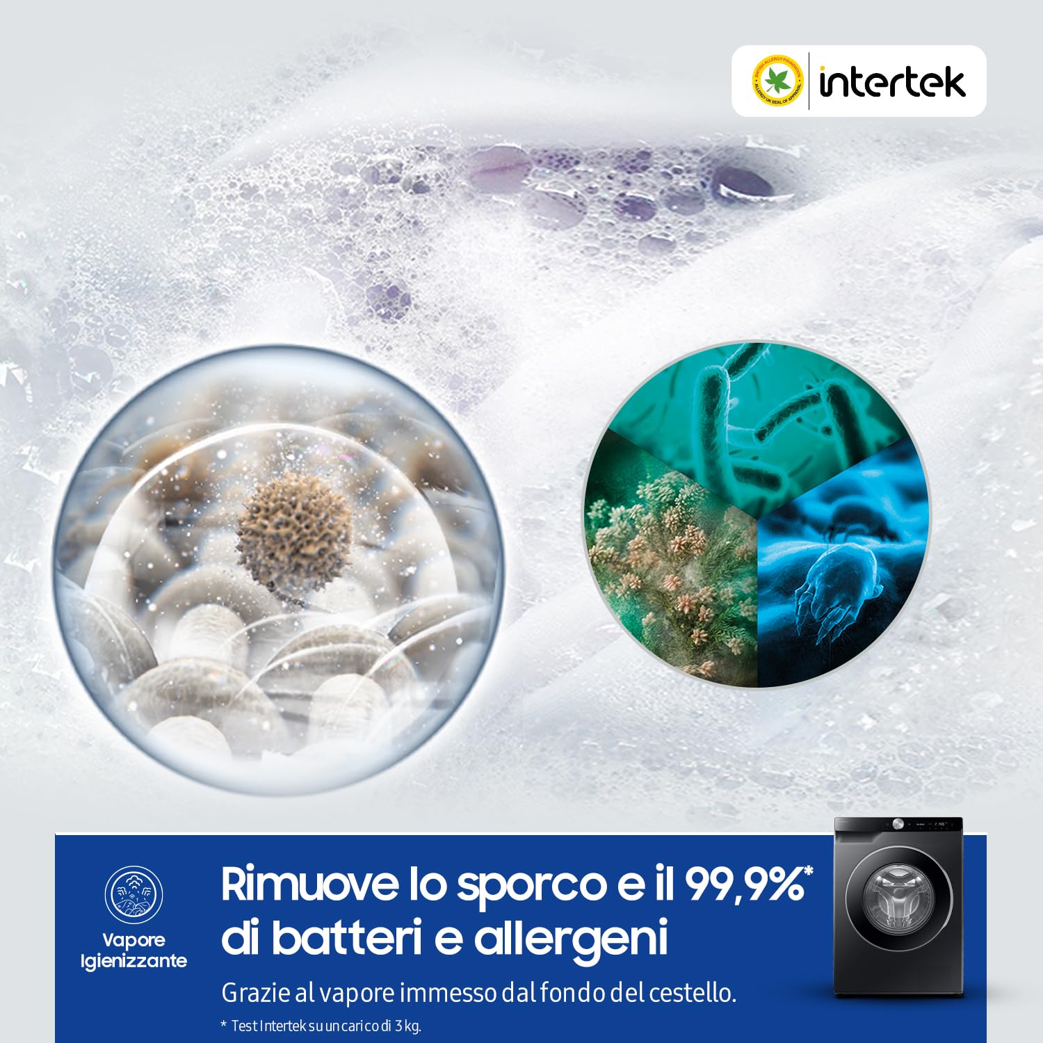 Samsung Lavatrice AI Control WW90DG6U85LB Libera installazione, 9 Kg, Wifi, Ecodosatore, Vapore, Carica Frontale, Nero (Ricondizionato)