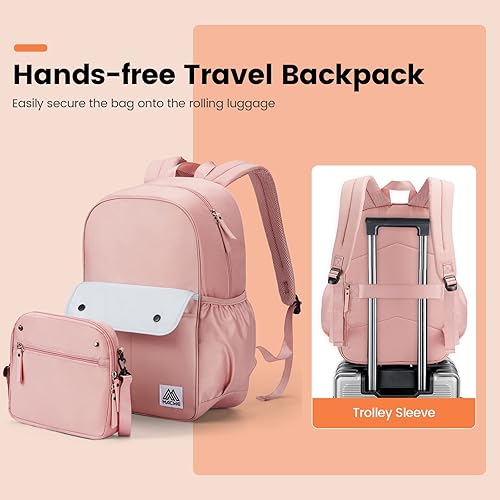 Miniatura 6 de Linda mochila 2 en 1 para mujer, mochila ligera para laptop de 15.6 pulgadas, mochilas informales, mochila resistente al agua, rosa, Rosa-1, Mochila