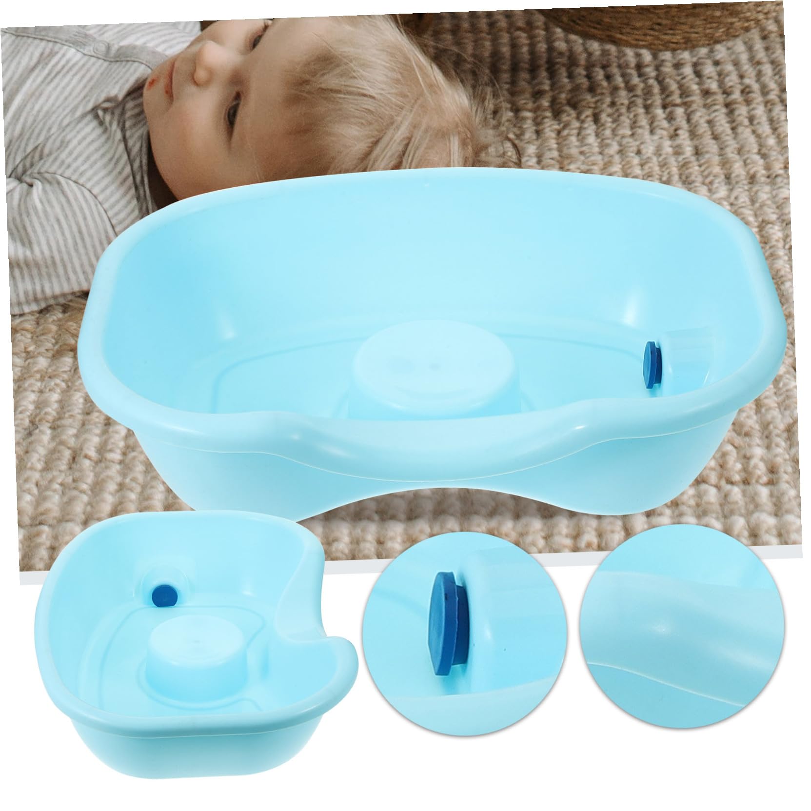 Bacinella Lavatesta in Plastica, Lavacapelli per Anziani | Lavare i Chioma da Sdraiati, Design Ergonomico, Adatta a Spalle e Collo, Uso Domestico