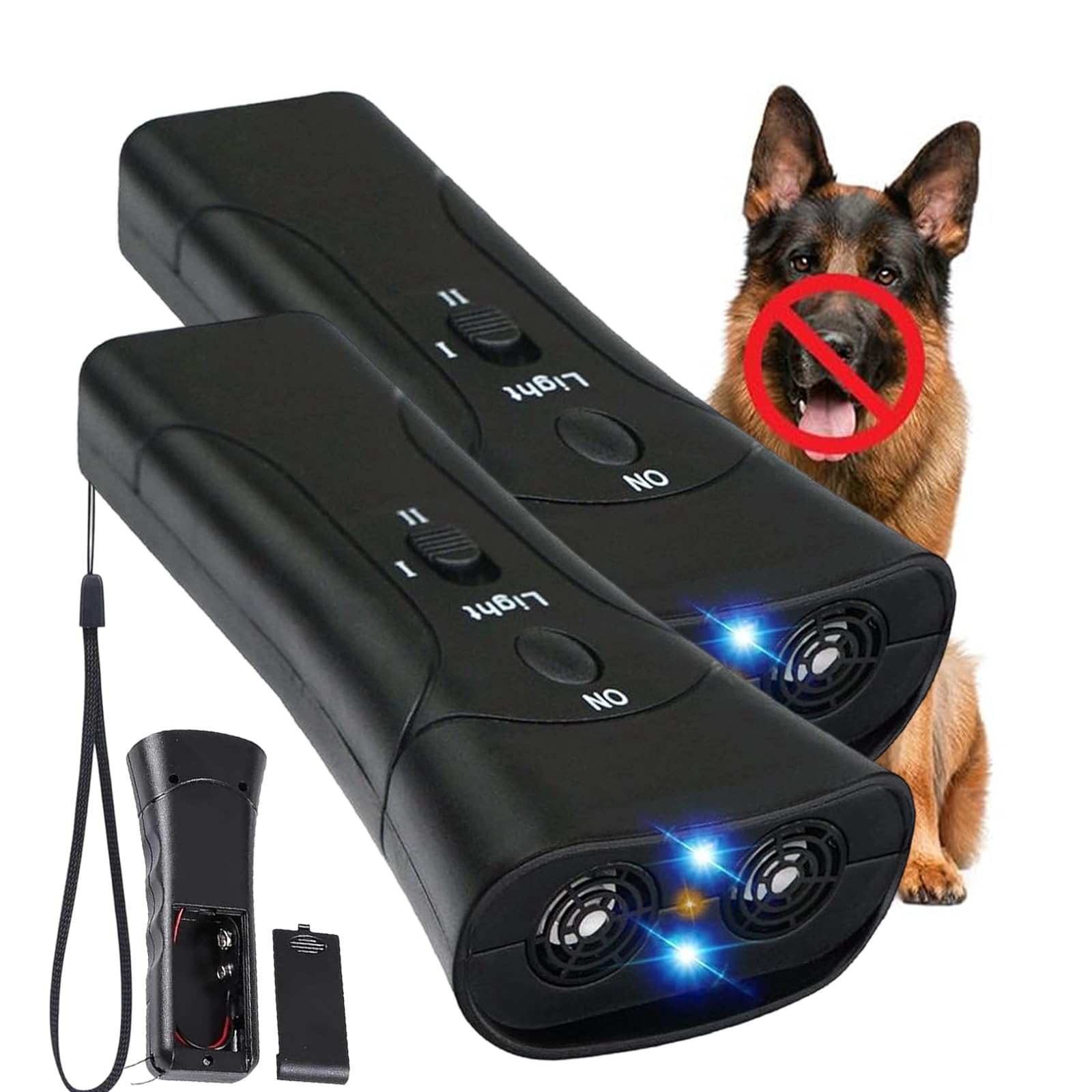 Dispositivo anti-abbaio per cani, addestratore di animali domestici per addestramento umano e senza sforzo, deterrente ad ultrasuoni per abbaiare del cane, con display HD e torcia a LED, portata fino