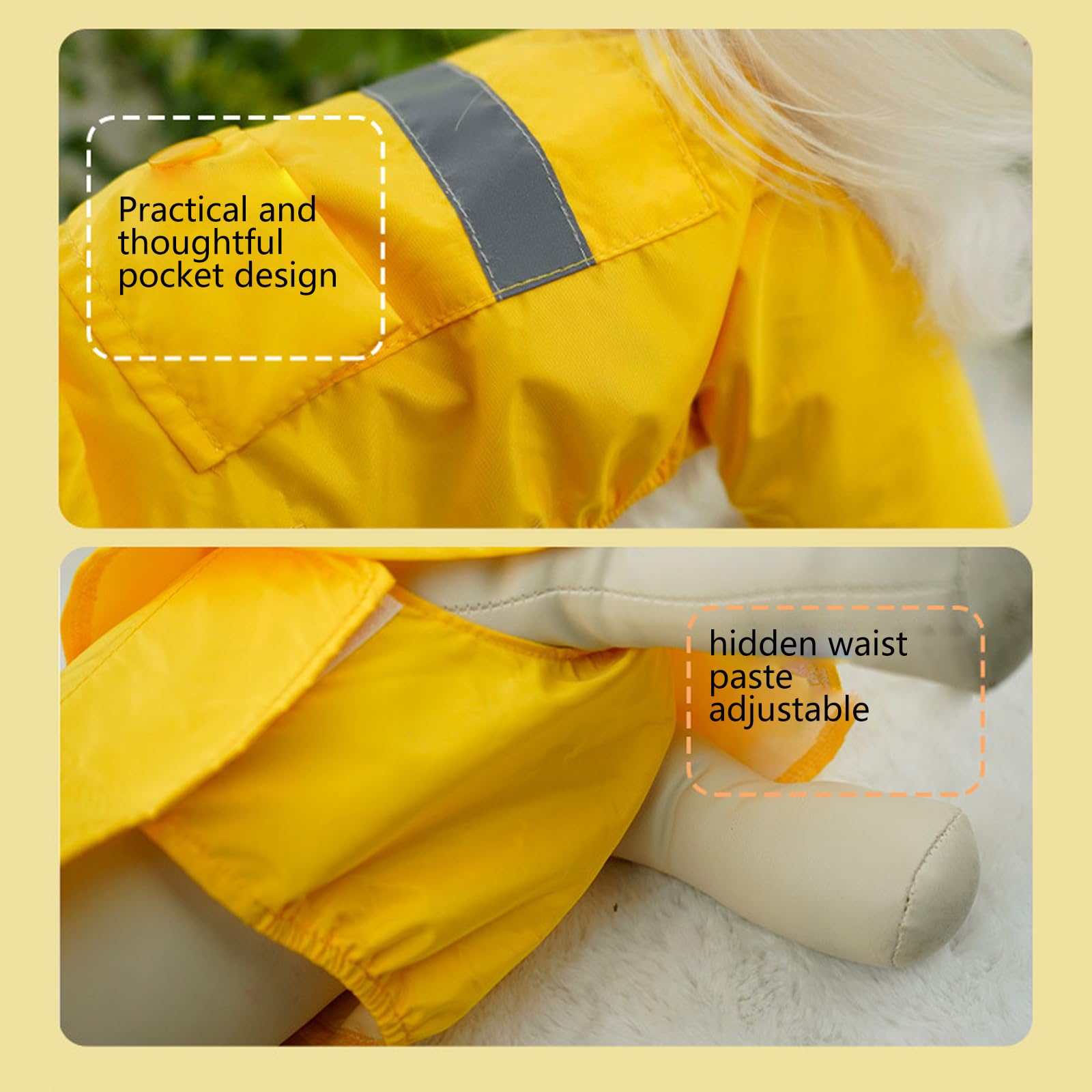 Hunde-Regenmantel, Transparente Kapuze Mit Reflektierenden Streifen – Hunde-Regenmantel, Leicht, Wasserdicht – Mittelgroßer Hunde-Welpen-Regenmantel