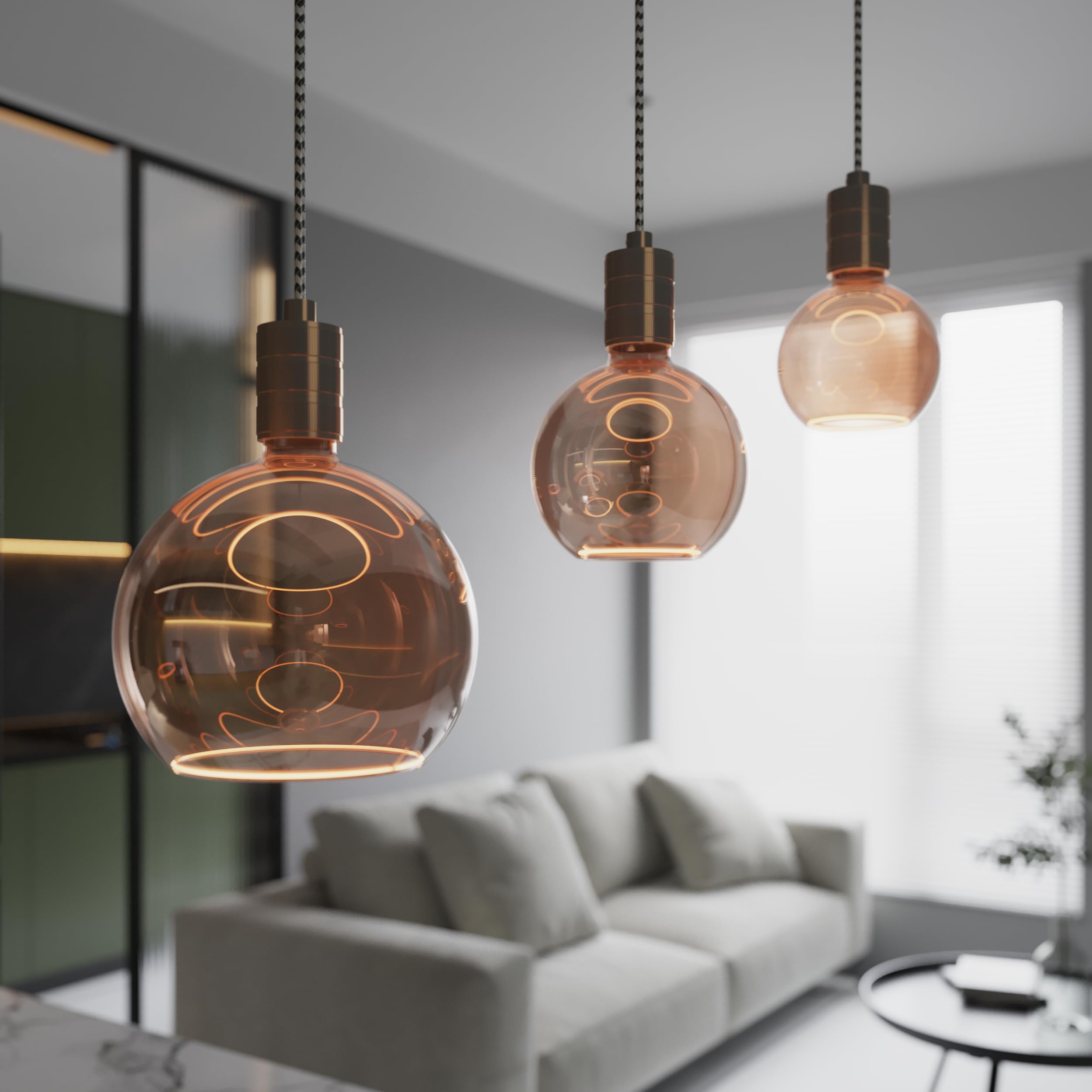 CALEX - Aura Chaves LED Bulb, Floating Globe Light, E27, Gold, G150 Dimmable Warm White Light, 4W - Image 4
